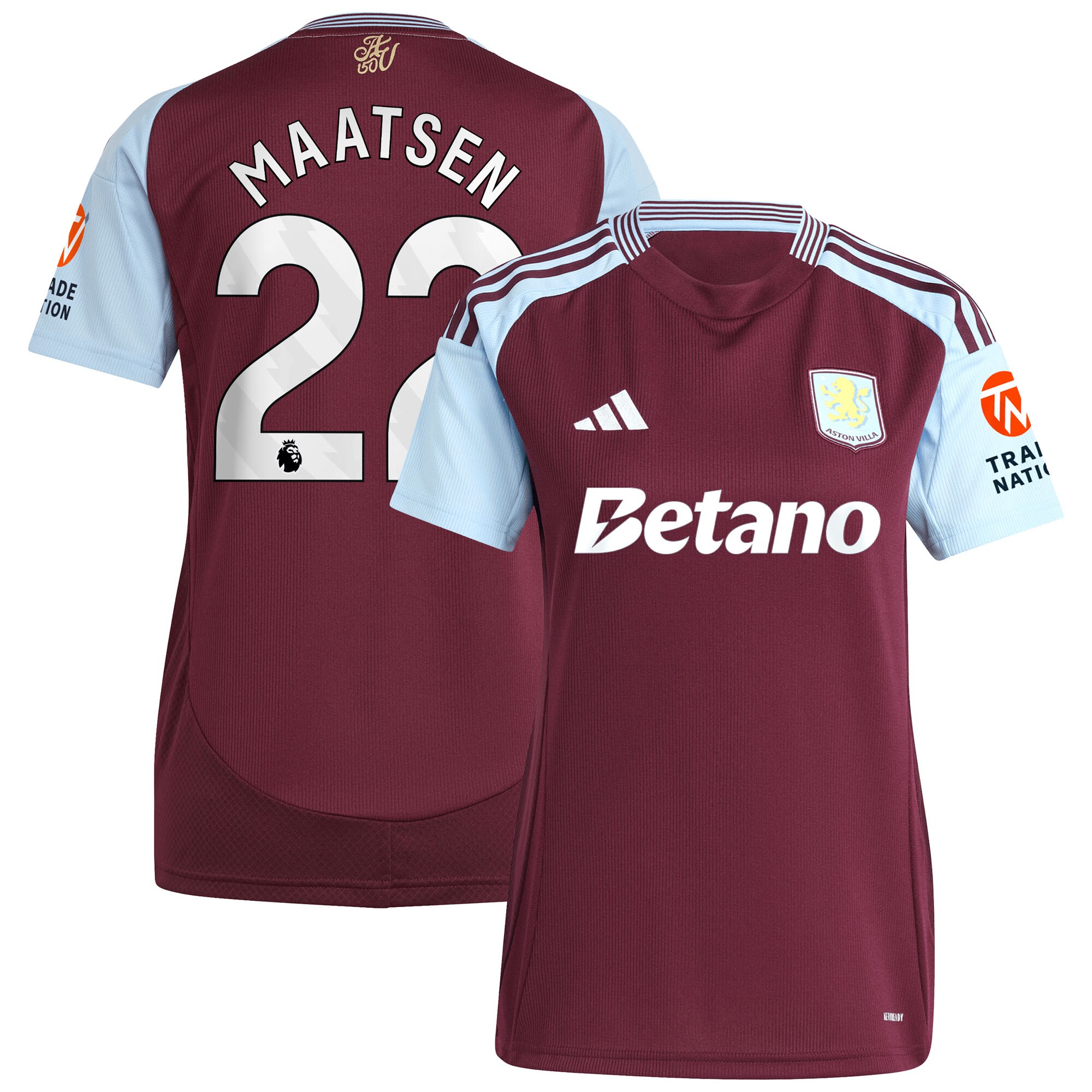 aston villa adidas home shirt 2024-25 – womens with maatsen 22 printing Collection | Official Aston Villa Kits for Fans