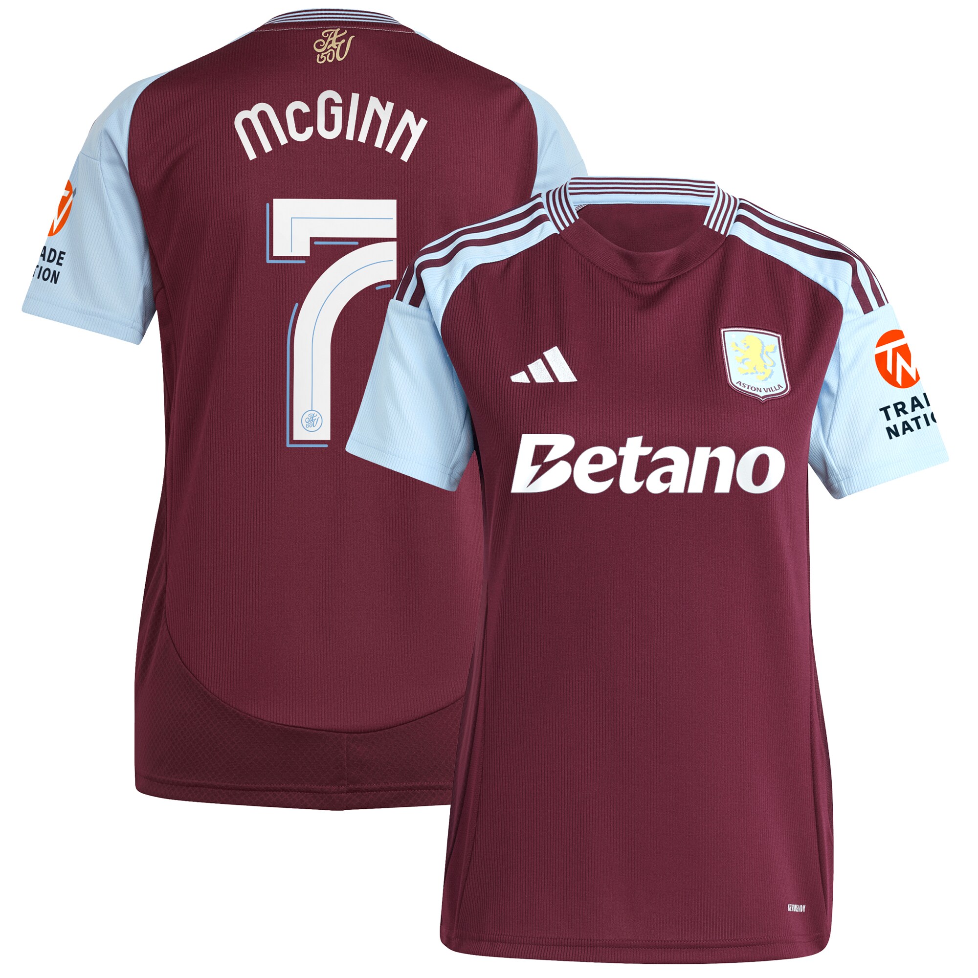 aston villa adidas home shirt 2024-25 – womens with mcginn 7 cup printing Collection | Official Aston Villa Kits for Fans