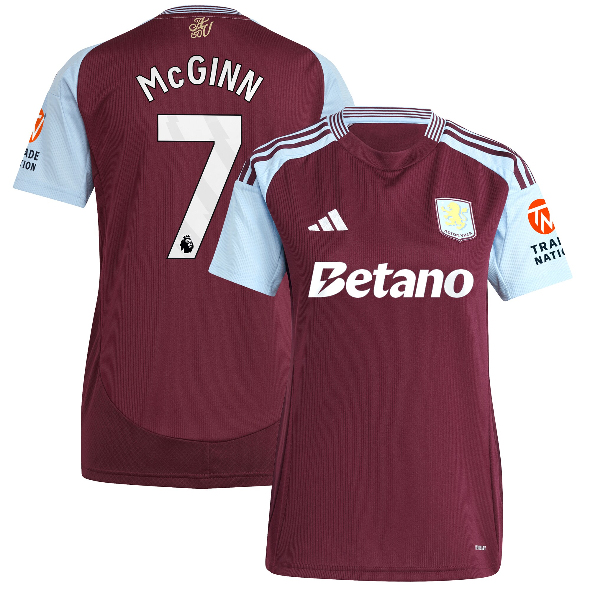 aston villa adidas home shirt 2024-25 – womens with mcginn 7 printing Collection | Official Aston Villa Kits for Fans