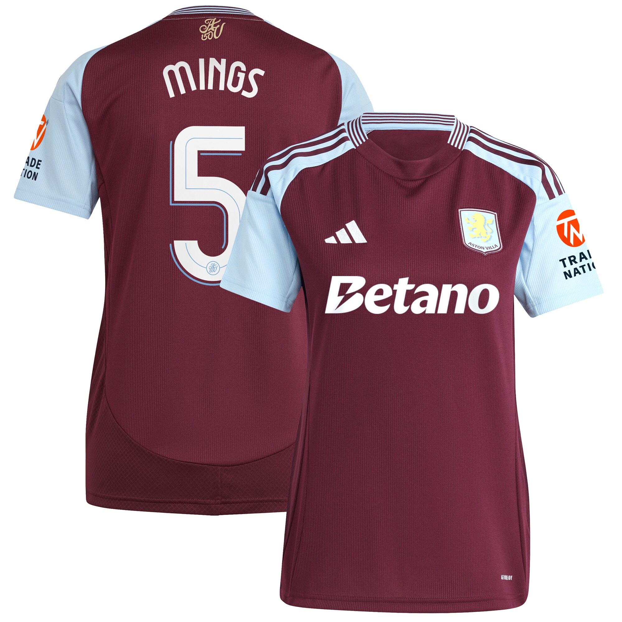 aston villa adidas home shirt 2024-25 – womens with mings 5 cup printing Collection | Official Aston Villa Kits for Fans