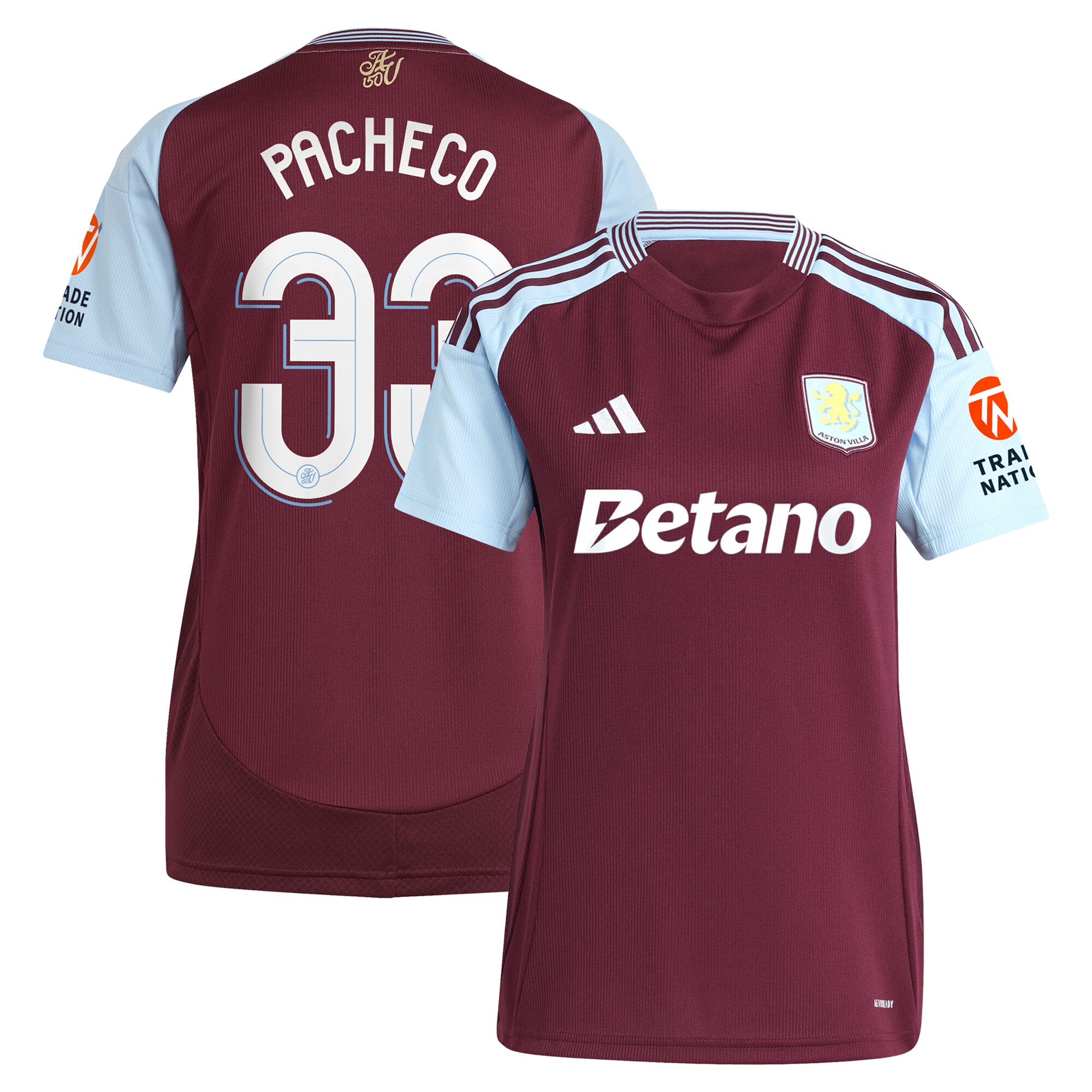 aston villa adidas home shirt 2024-25 – womens with pacheco 33 cup printing Collection | Official Aston Villa Kits for Fans