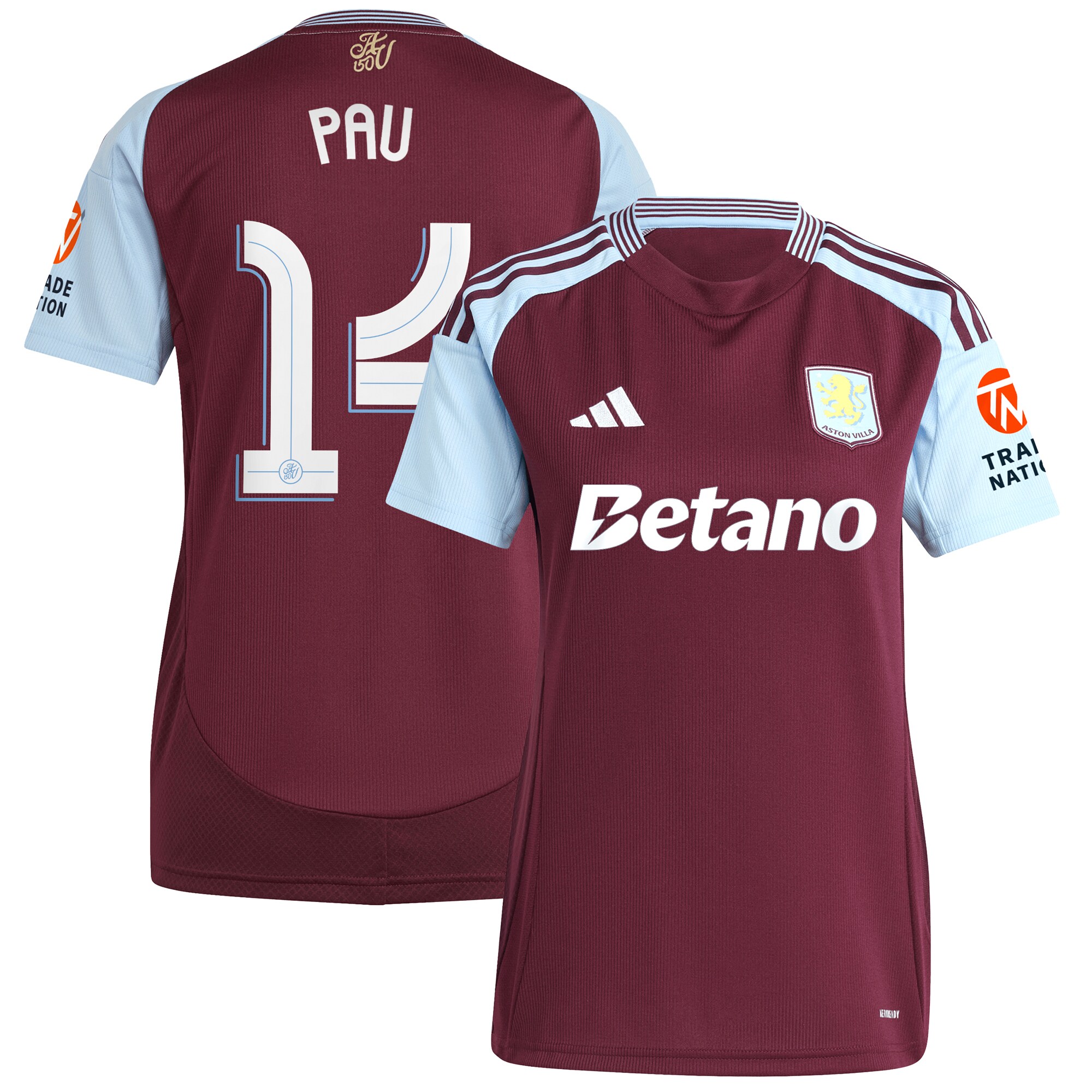 aston villa adidas home shirt 2024-25 – womens with pau 14 cup printing Collection | Official Aston Villa Kits for Fans