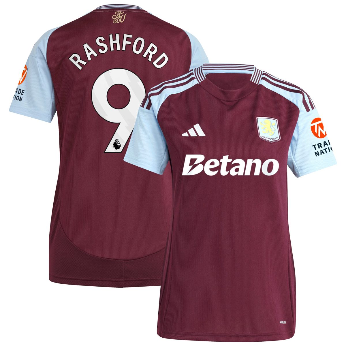 aston villa adidas home shirt 2024-25 – womens with rashford 9 printing Collection | Official Aston Villa Kits for Fans