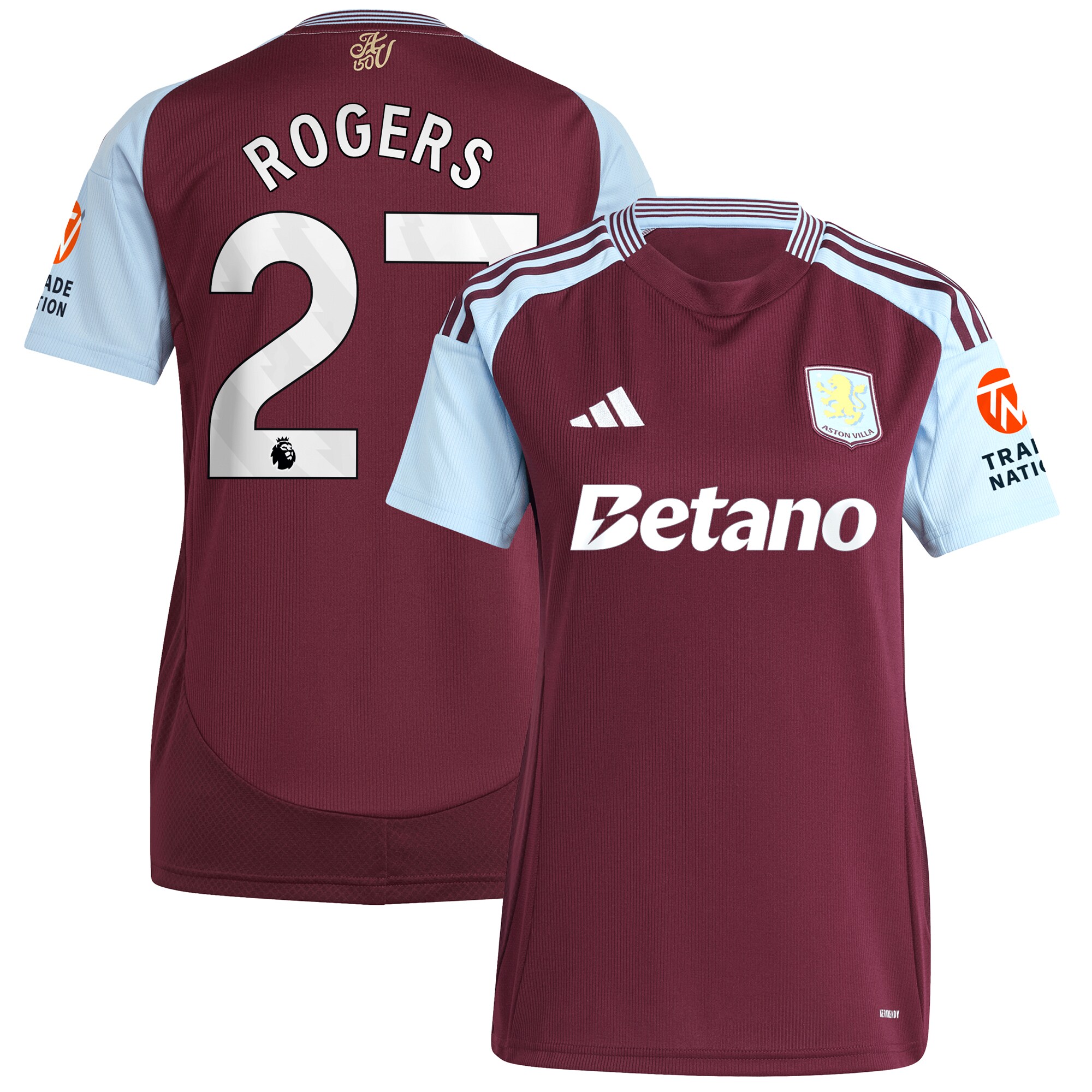 aston villa adidas home shirt 2024-25 – womens with rogers 27 printing Collection | Official Aston Villa Kits for Fans
