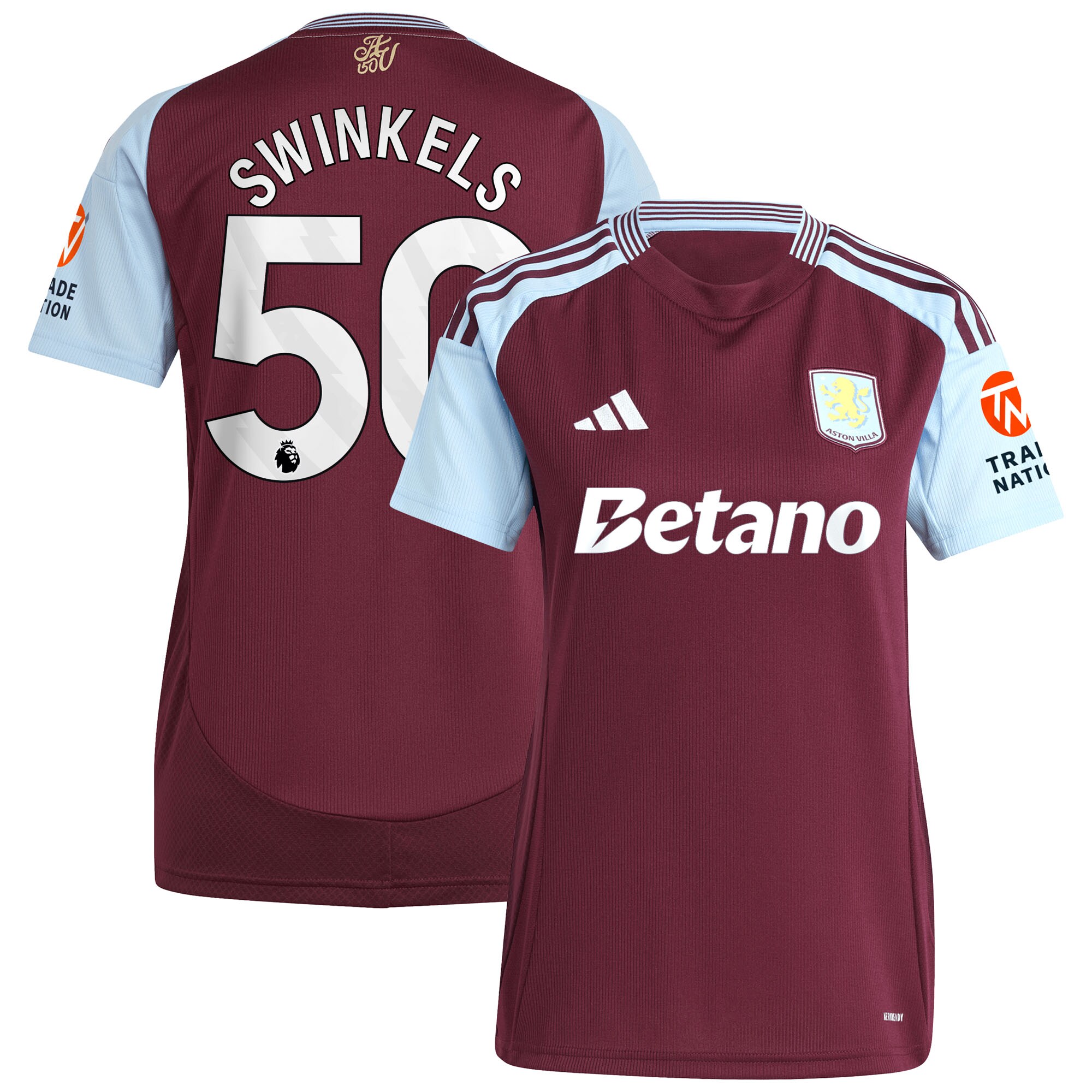 aston villa adidas home shirt 2024-25 – womens with swinkels 50 printing Collection | Official Aston Villa Kits for Fans