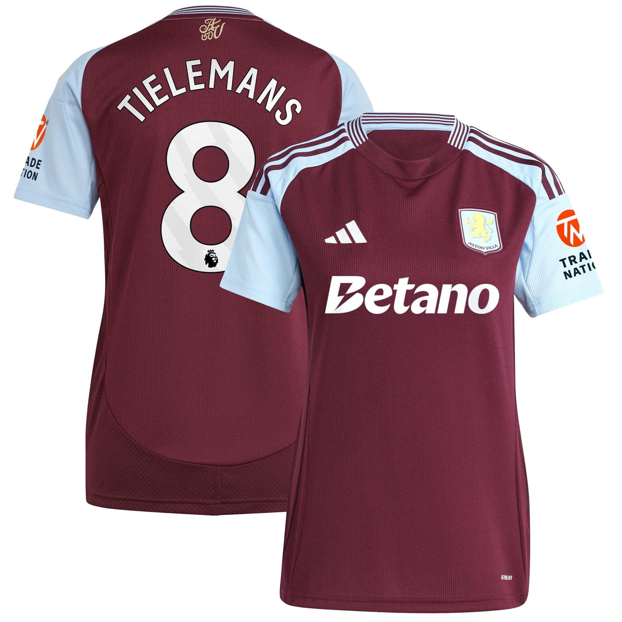 aston villa adidas home shirt 2024-25 – womens with tielemans 8 printing Collection | Official Aston Villa Kits for Fans