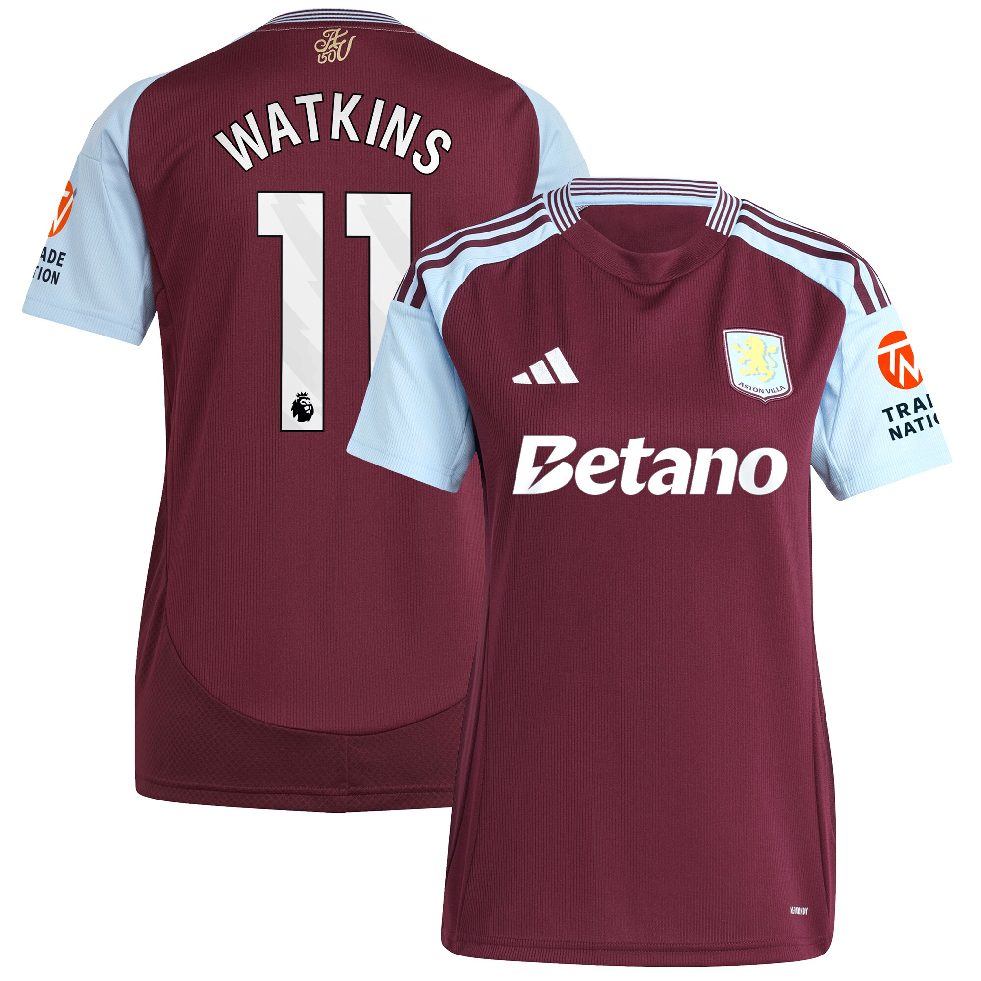 aston villa adidas home shirt 2024-25 – womens with watkins 11 printing Collection | Official Aston Villa Kits for Fans