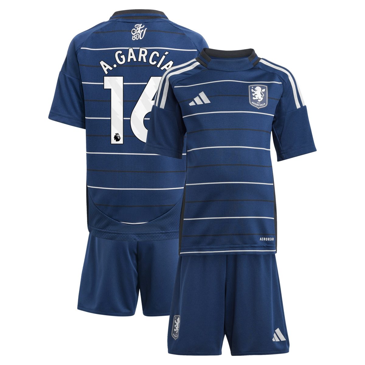 aston villa adidas third minikit 2024-25 with a.garcía 16 printing Collection | Official Aston Villa Kits for Fans