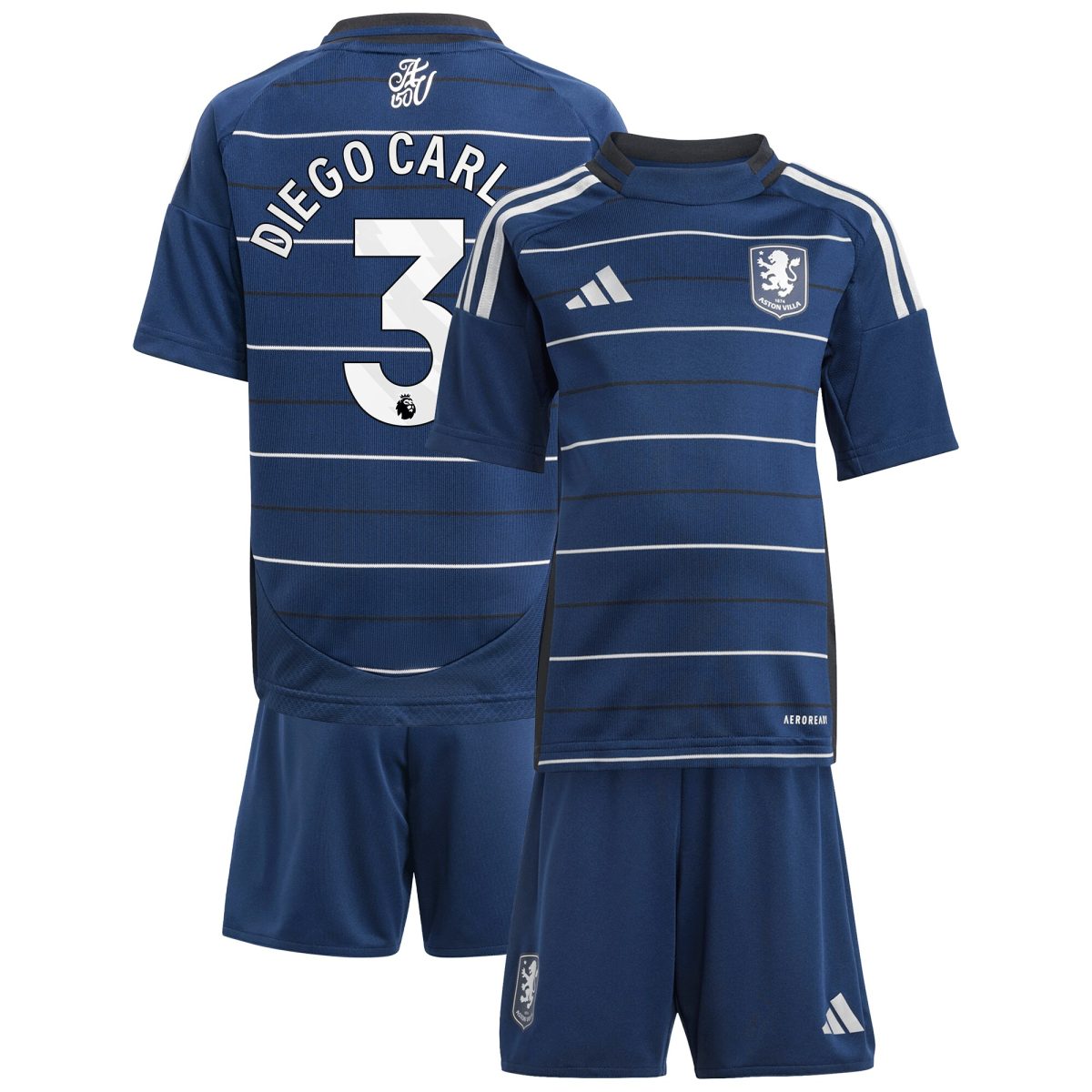 aston villa adidas third minikit 2024-25 with diego carlos 3 printing Collection | Official Aston Villa Kits for Fans