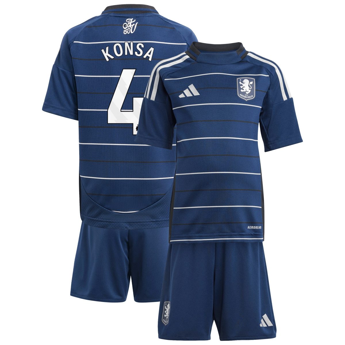aston villa adidas third minikit 2024-25 with konsa 4 printing Collection | Official Aston Villa Kits for Fans