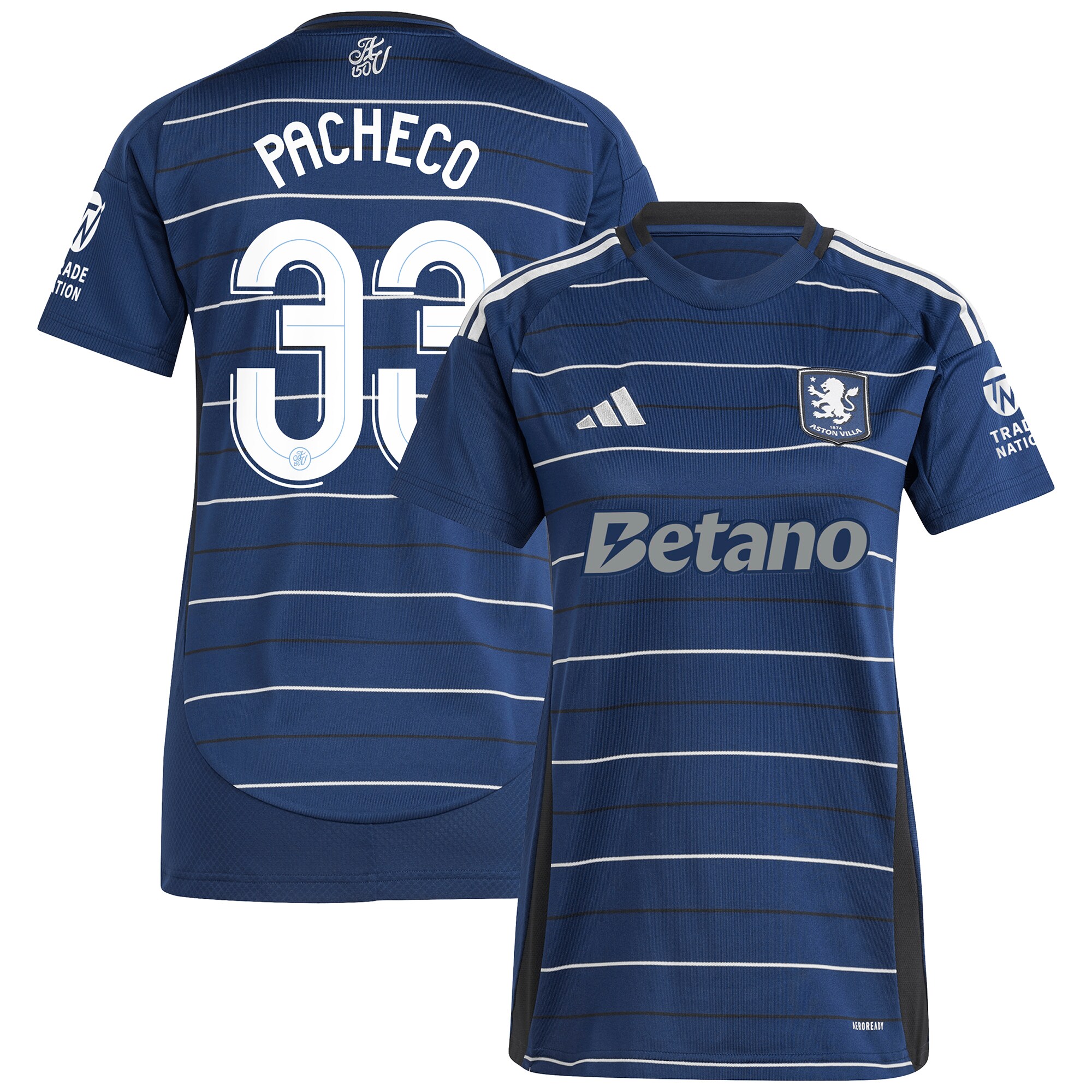 aston villa adidas third shirt 2024-25 – womens with pacheco 33 cup printing Collection | Official Aston Villa Kits for Fans