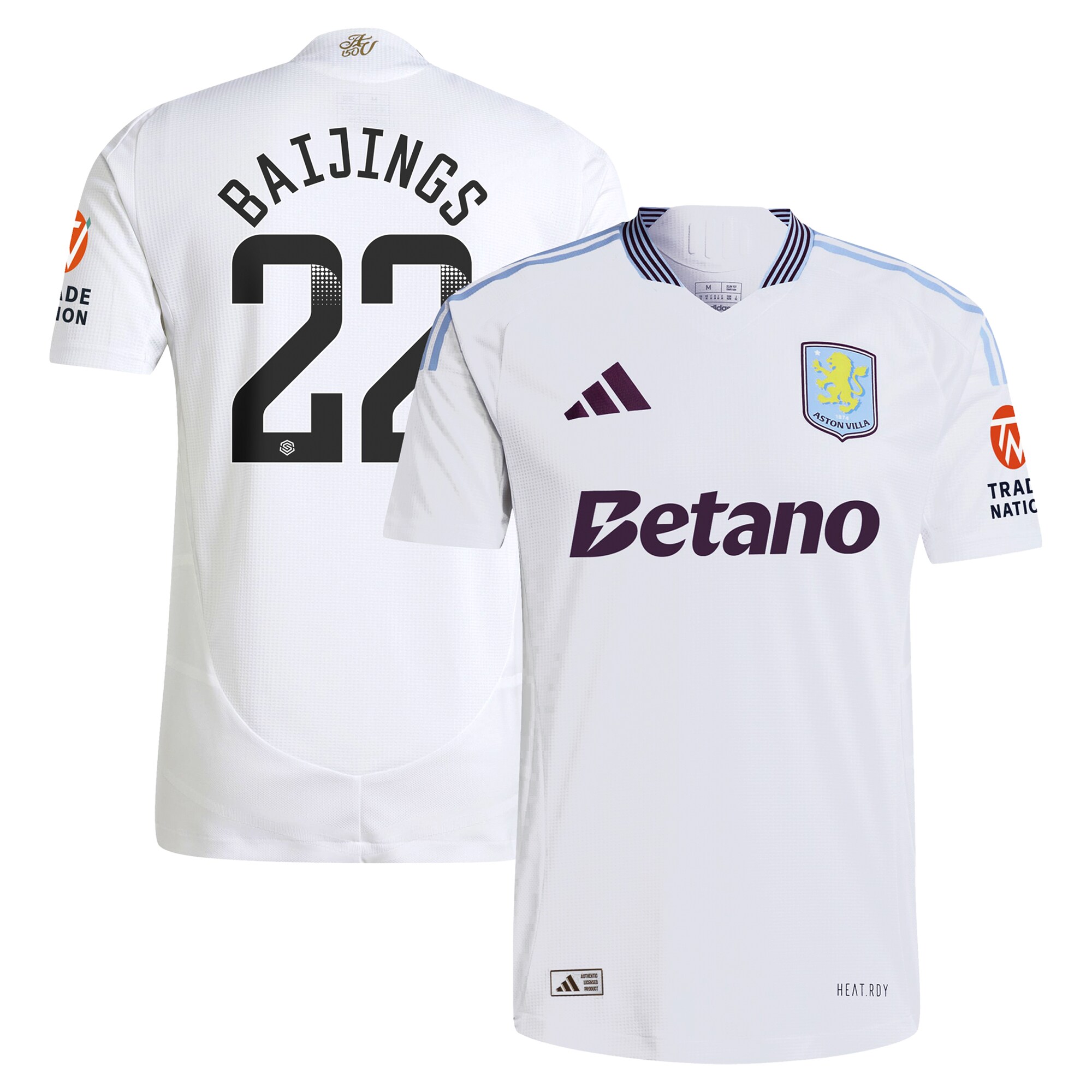aston villa adidas wsl away authentic shirt 2024-25 with baijings 22 printing Collection | Official Aston Villa Kits for Fans