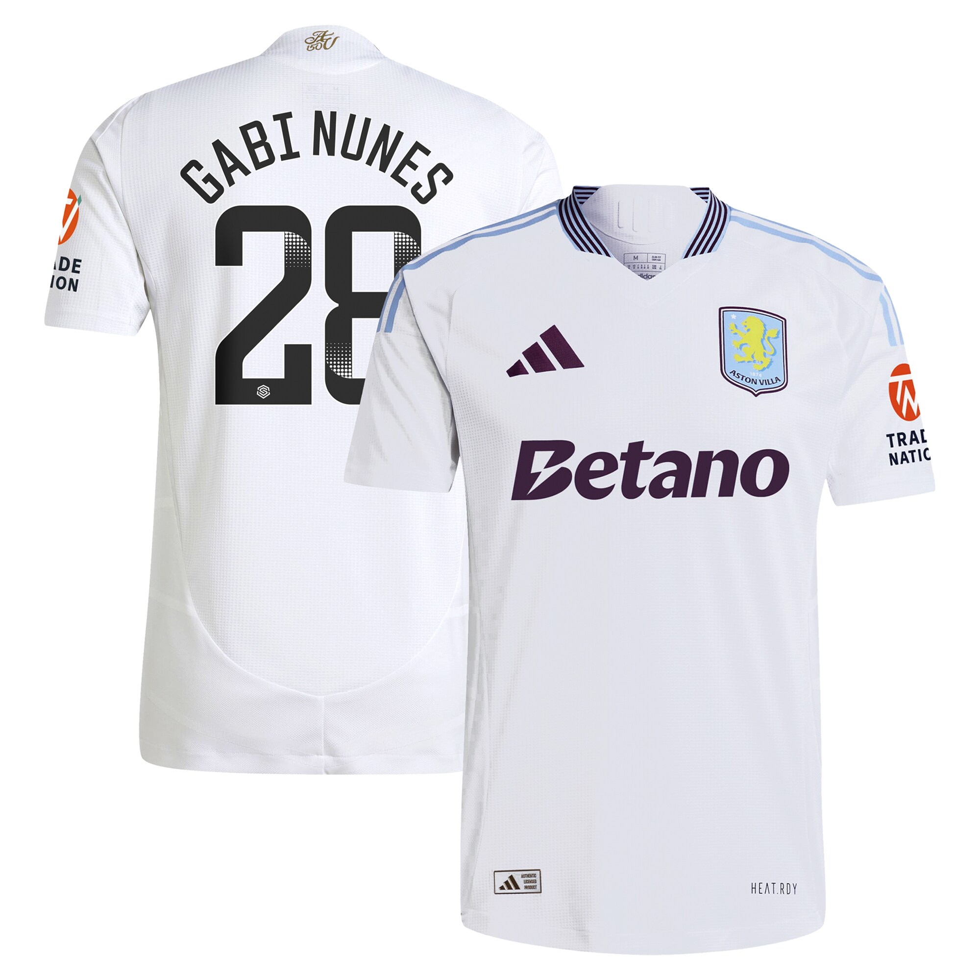 aston villa adidas wsl away authentic shirt 2024-25 with gabi nunes 28 printing Collection | Official Aston Villa Kits for Fans