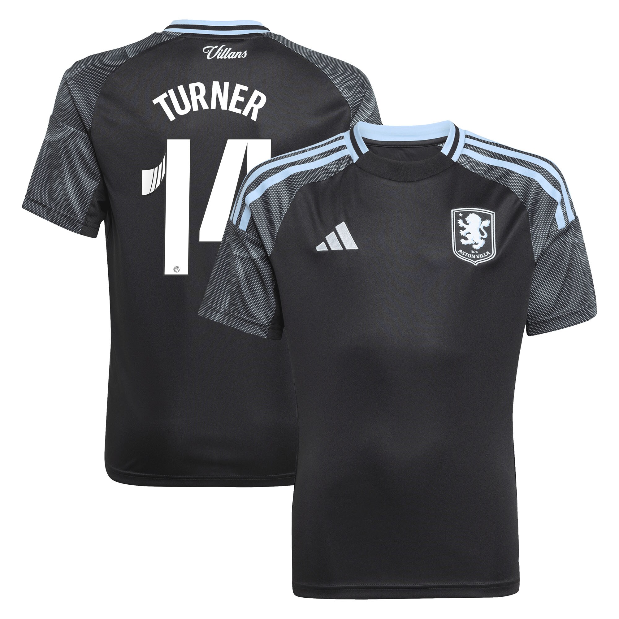 aston villa adidas wsl away shirt 2025-26 – kids with turner 14 printing Collection | Official Aston Villa Kits for Fans