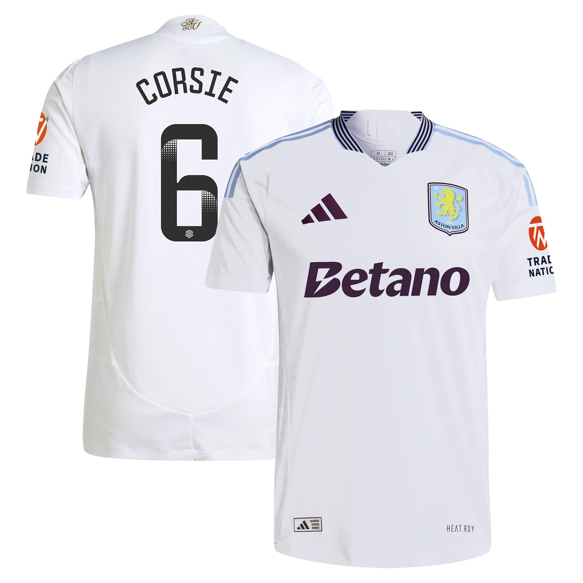 aston villa wsl adidas away authentic shirt 2024-25 with corsie 6 printing Collection | Official Aston Villa Kits for Fans