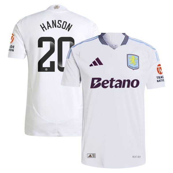 aston villa wsl adidas away authentic shirt 2024-25 with hanson 20 printing Collection | Official Aston Villa Kits for Fans