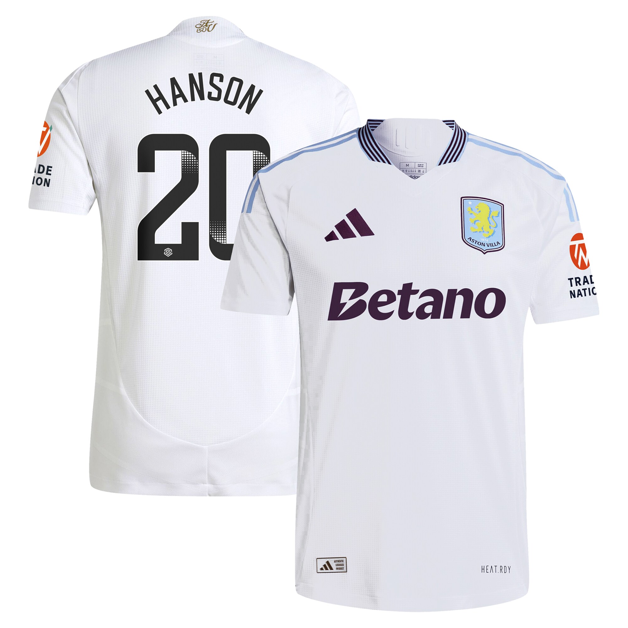 aston villa wsl adidas away authentic shirt 2024-25 with hanson 20 printing Collection | Official Aston Villa Kits for Fans
