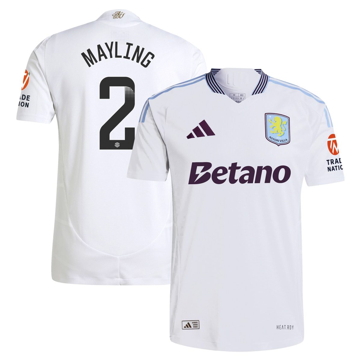 aston villa wsl adidas away authentic shirt 2024-25 with mayling 2 printing Collection | Official Aston Villa Kits for Fans
