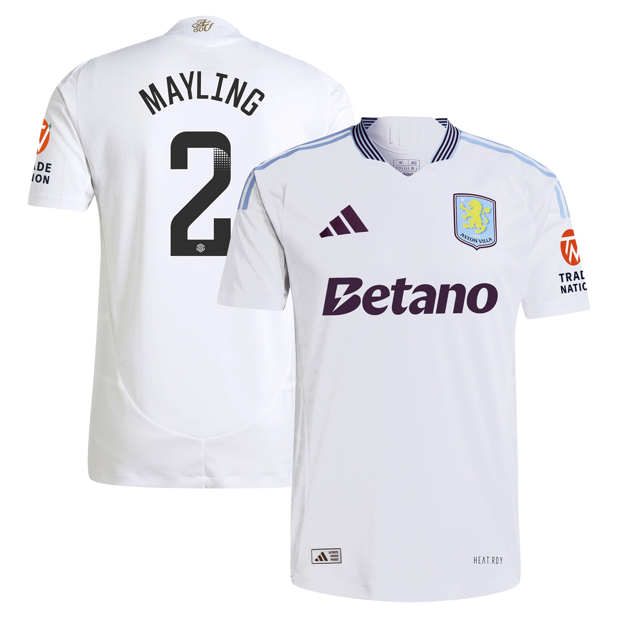 aston villa wsl adidas away authentic shirt 2024-25 with mayling 2 printing Collection | Official Aston Villa Kits for Fans