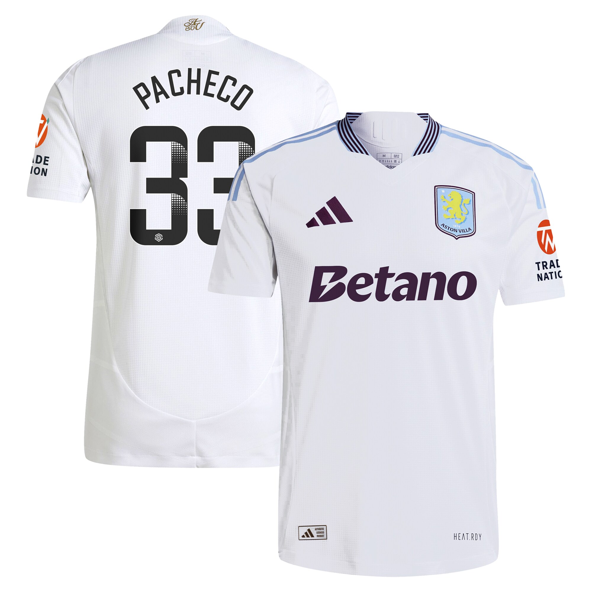 aston villa wsl adidas away authentic shirt 2024-25 with pacheco 33 printing Collection | Official Aston Villa Kits for Fans