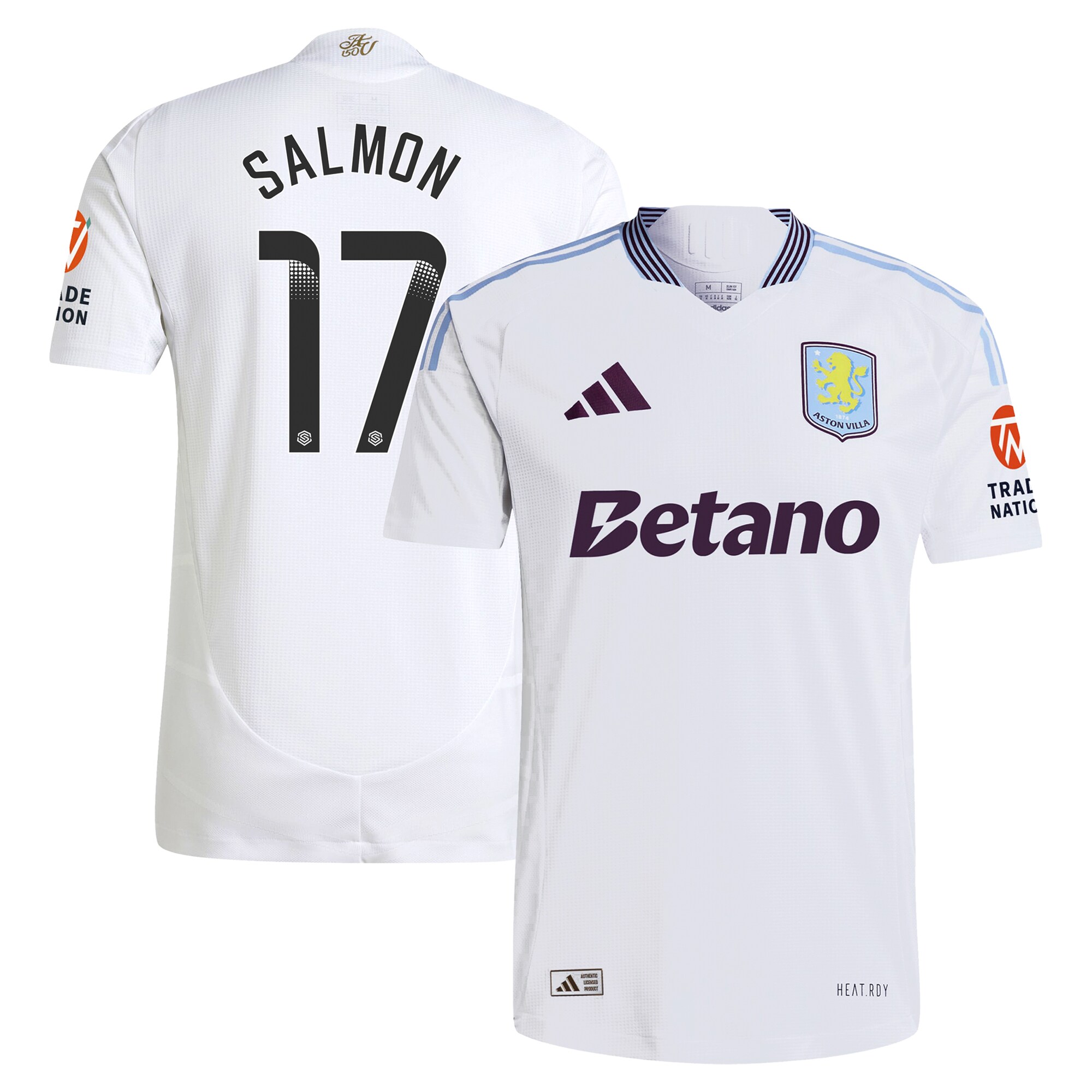 aston villa wsl adidas away authentic shirt 2024-25 with salmon 17 printing Collection | Official Aston Villa Kits for Fans