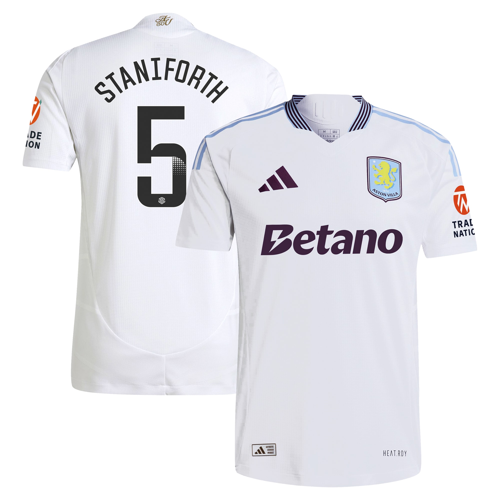 aston villa wsl adidas away authentic shirt 2024-25 with staniforth 5 printing Collection | Official Aston Villa Kits for Fans