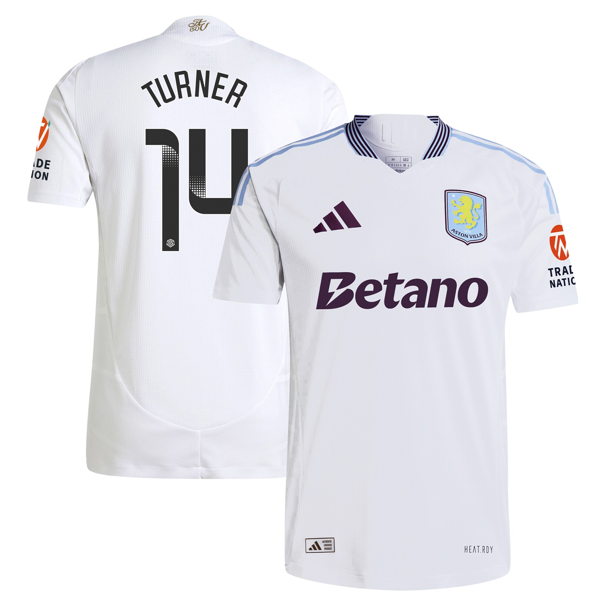 aston villa wsl adidas away authentic shirt 2024-25 with turner 14 printing Collection | Official Aston Villa Kits for Fans