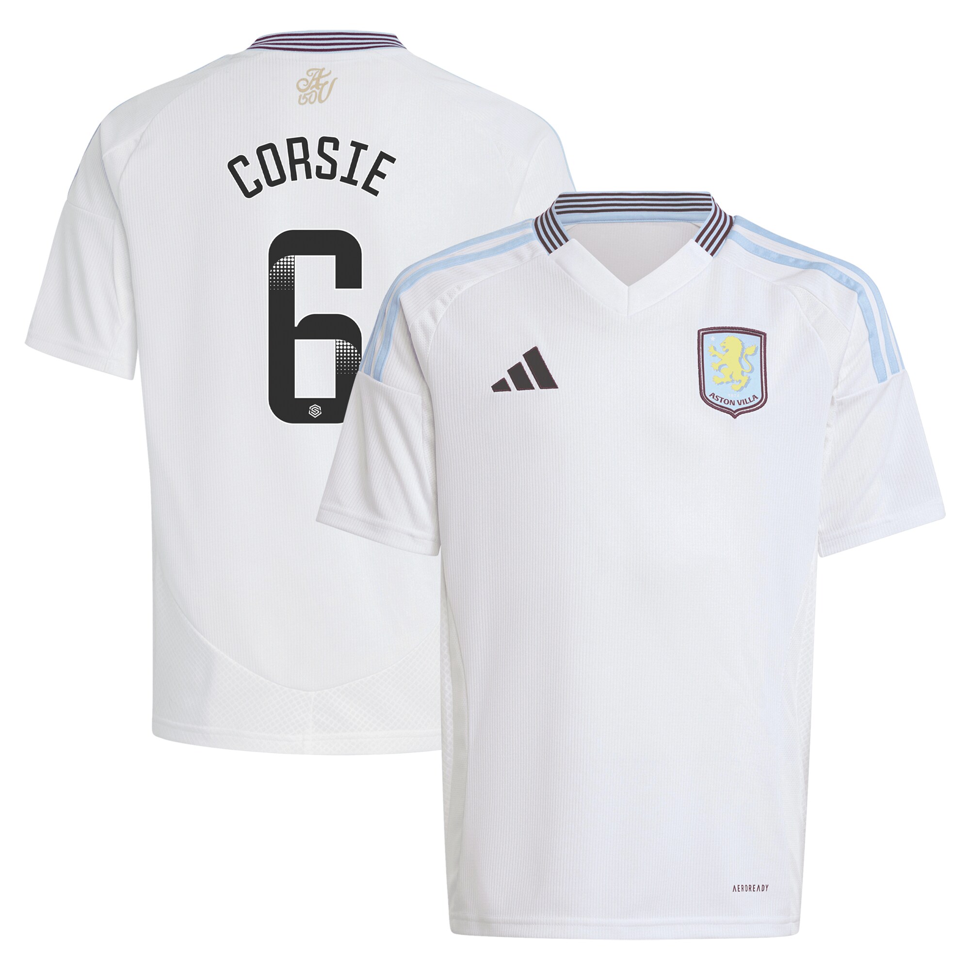 aston villa wsl adidas away shirt 2024-25 – kids with corsie 6 printing Collection | Official Aston Villa Kits for Fans