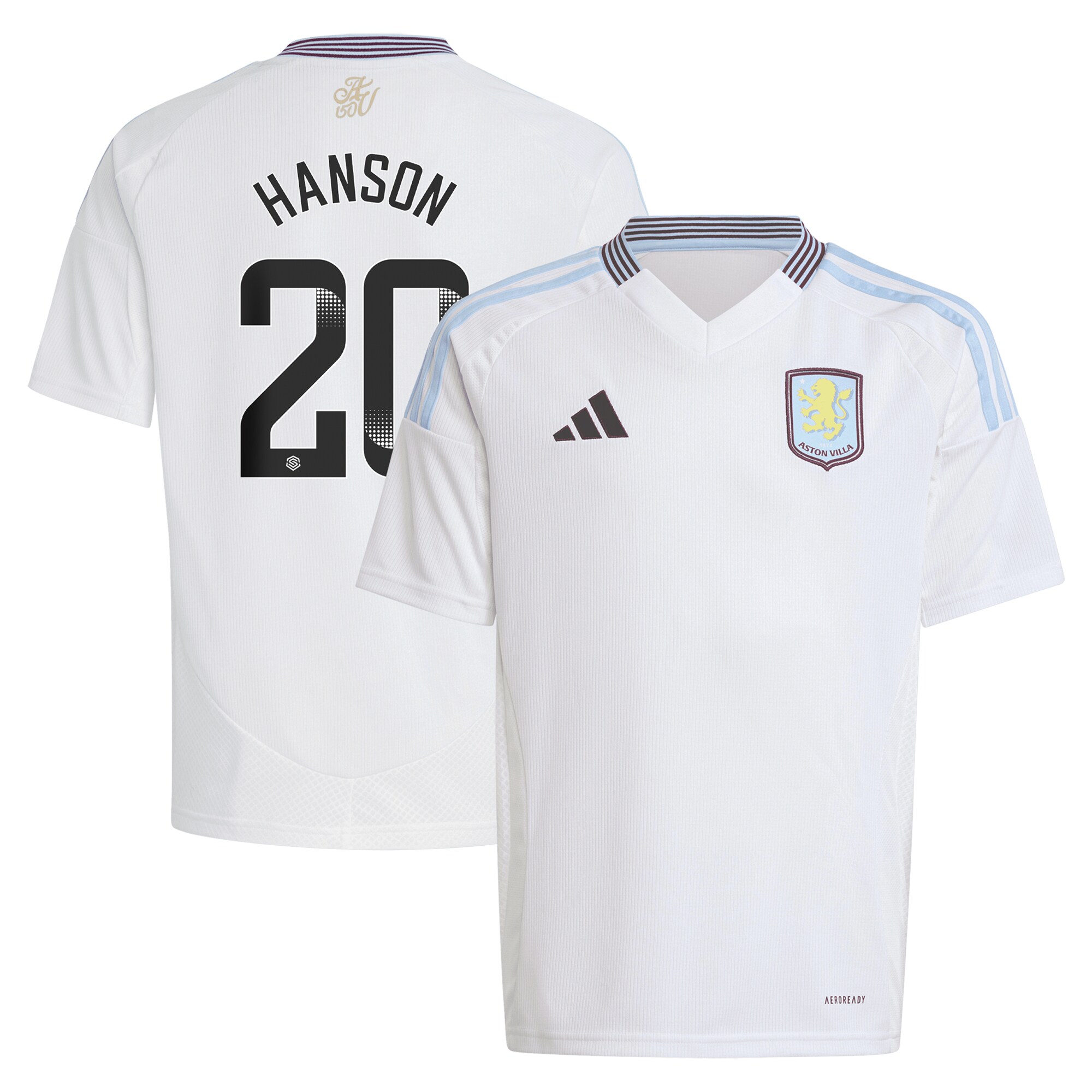 aston villa wsl adidas away shirt 2024-25 – kids with hanson 20 printing Collection | Official Aston Villa Kits for Fans