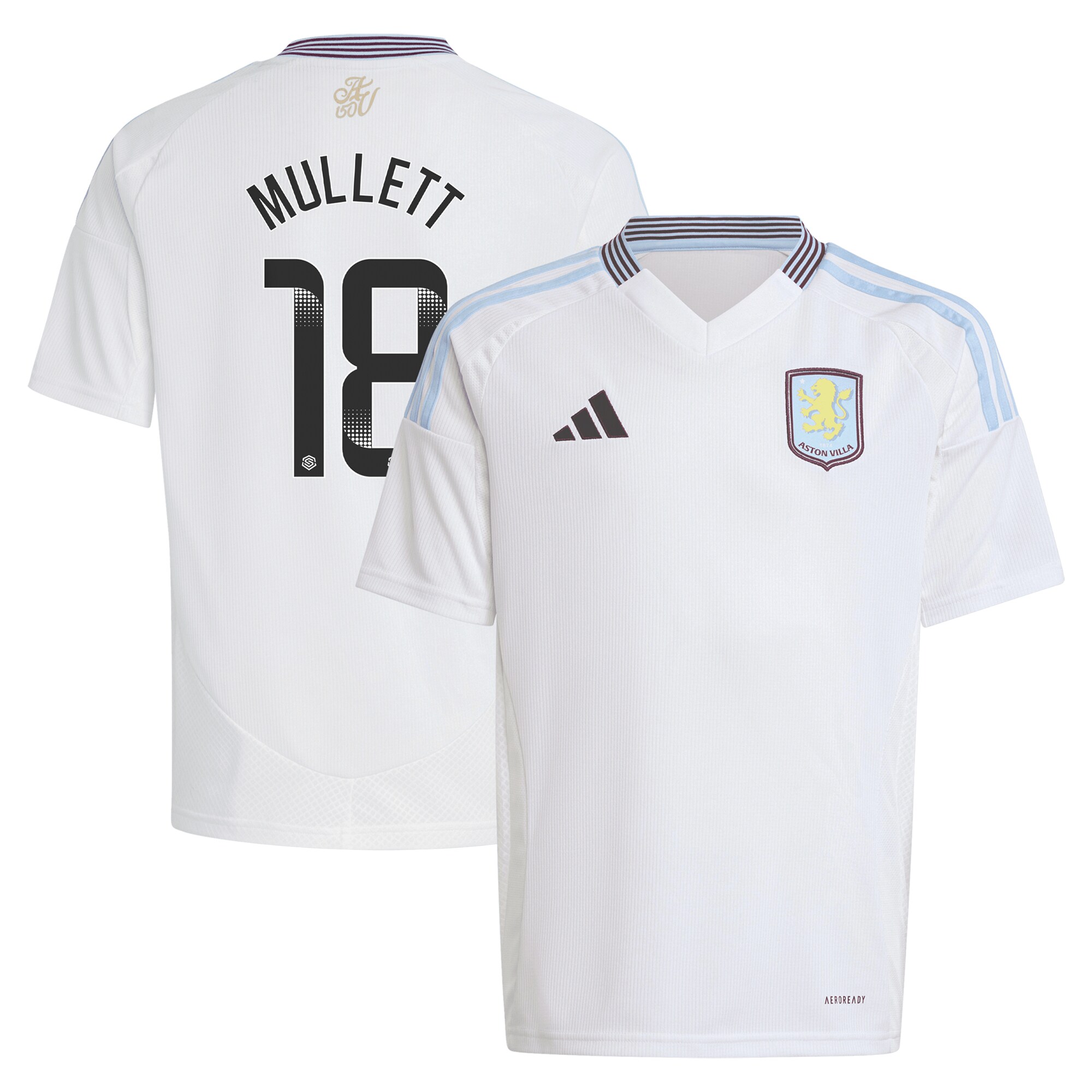 aston villa wsl adidas away shirt 2024-25 – kids with mullett 18 printing Collection | Official Aston Villa Kits for Fans