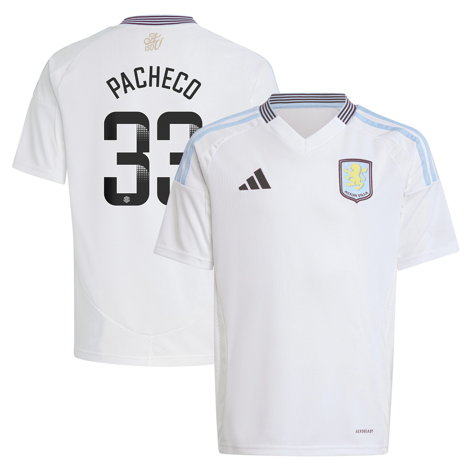 aston villa wsl adidas away shirt 2024-25 – kids with pacheco 33 printing Collection | Official Aston Villa Kits for Fans