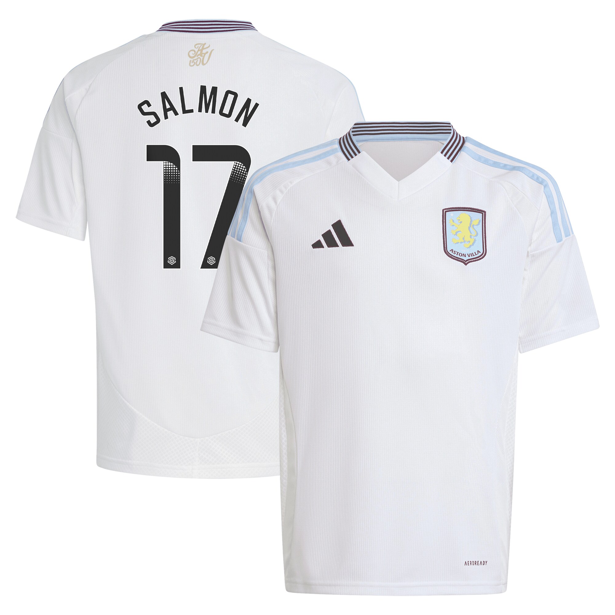 aston villa wsl adidas away shirt 2024-25 – kids with salmon 17 printing Collection | Official Aston Villa Kits for Fans