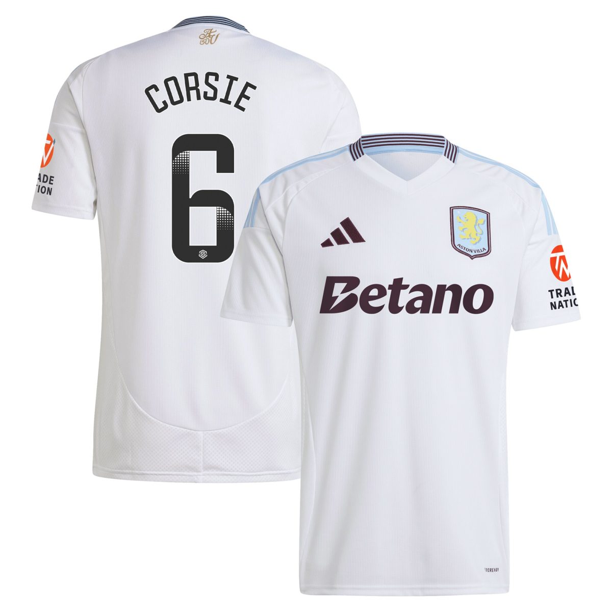 aston villa wsl adidas away shirt 2024-25 with corsie 6 printing Collection | Official Aston Villa Kits for Fans