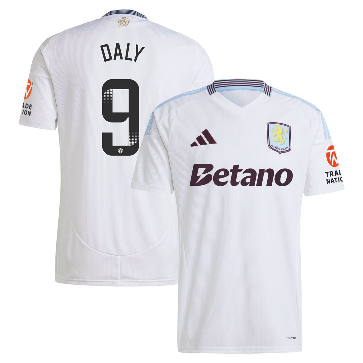 aston villa wsl adidas away shirt 2024-25 with daly 9 printing Collection | Official Aston Villa Kits for Fans