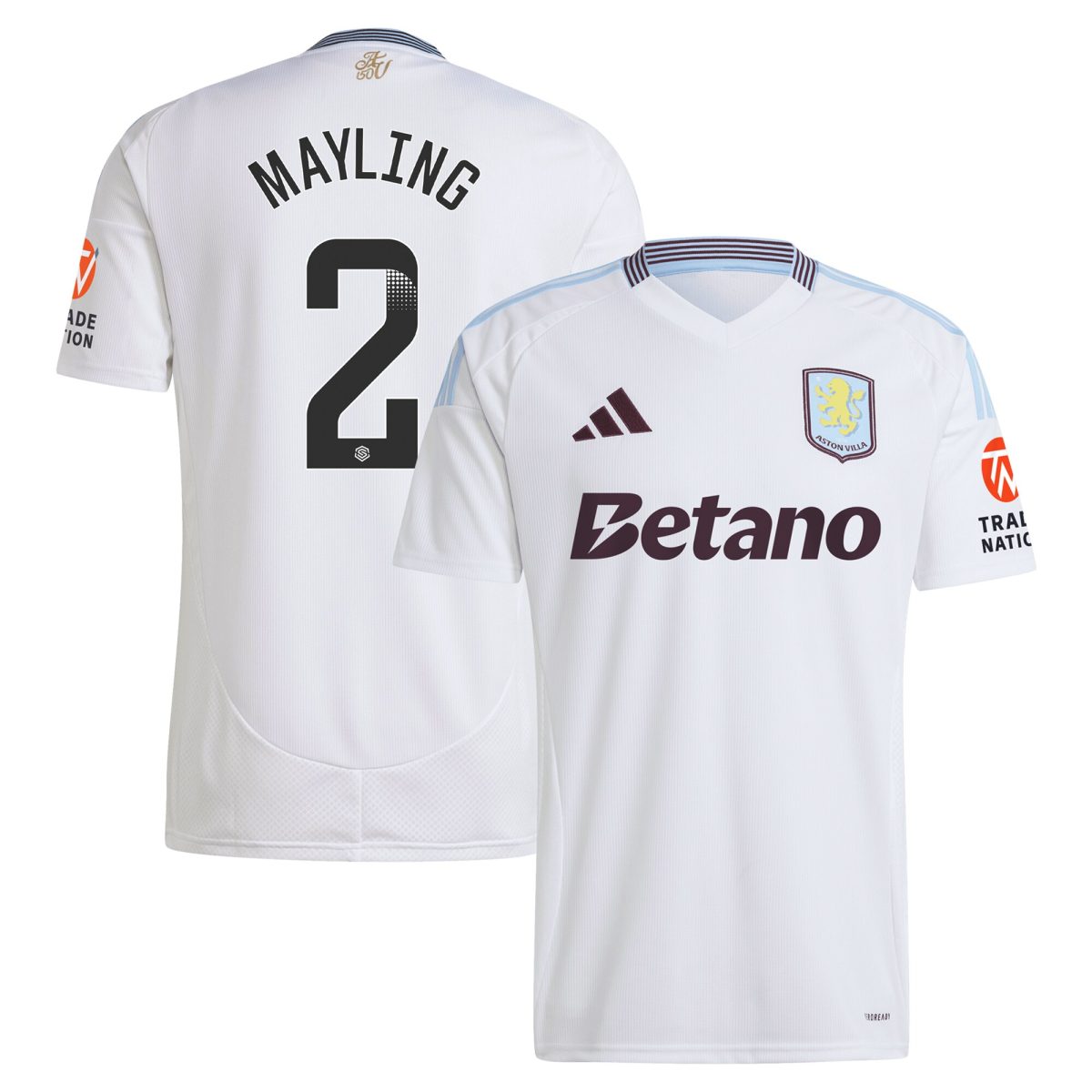 aston villa wsl adidas away shirt 2024-25 with mayling 2 printing Collection | Official Aston Villa Kits for Fans
