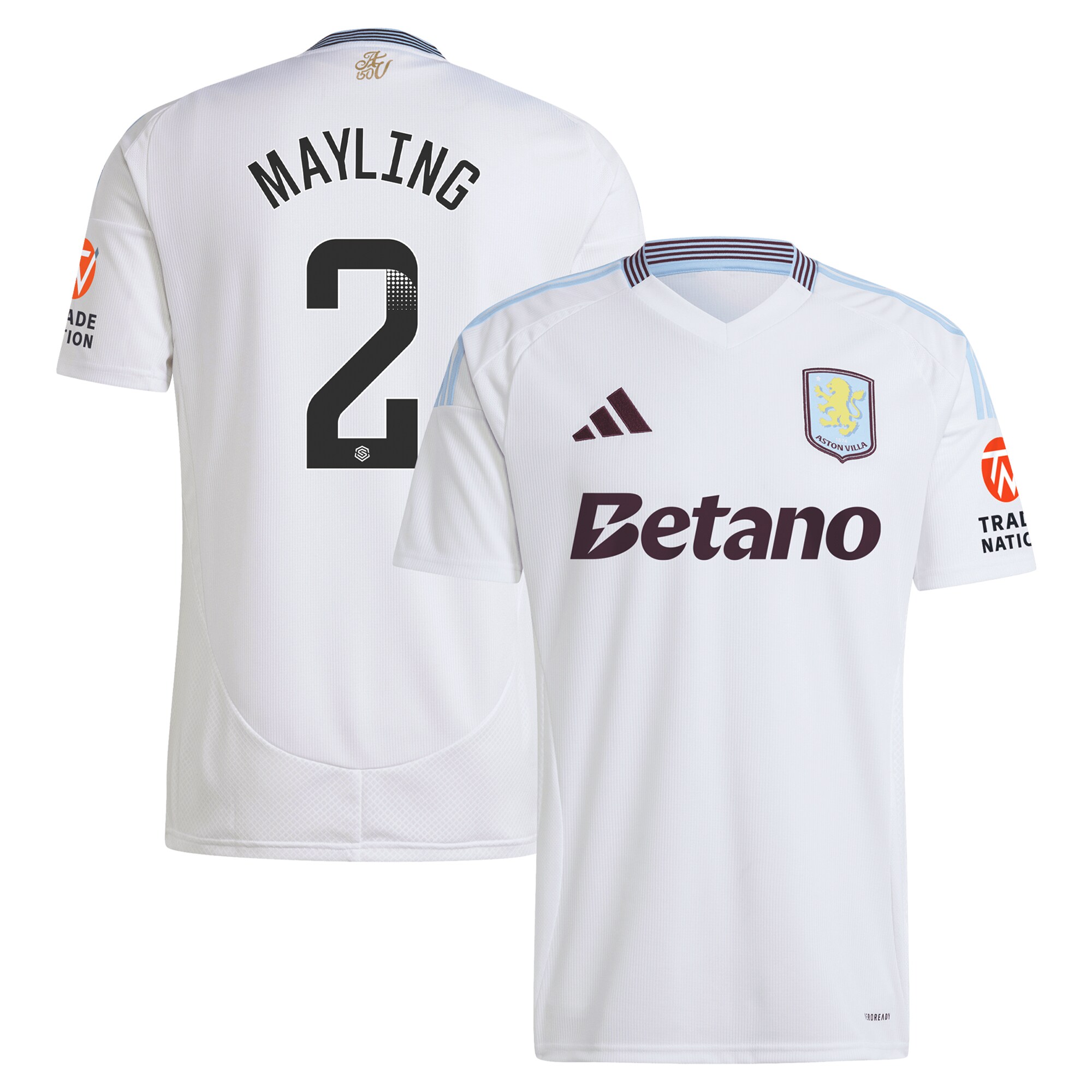 aston villa wsl adidas away shirt 2024-25 with mayling 2 printing Collection | Official Aston Villa Kits for Fans