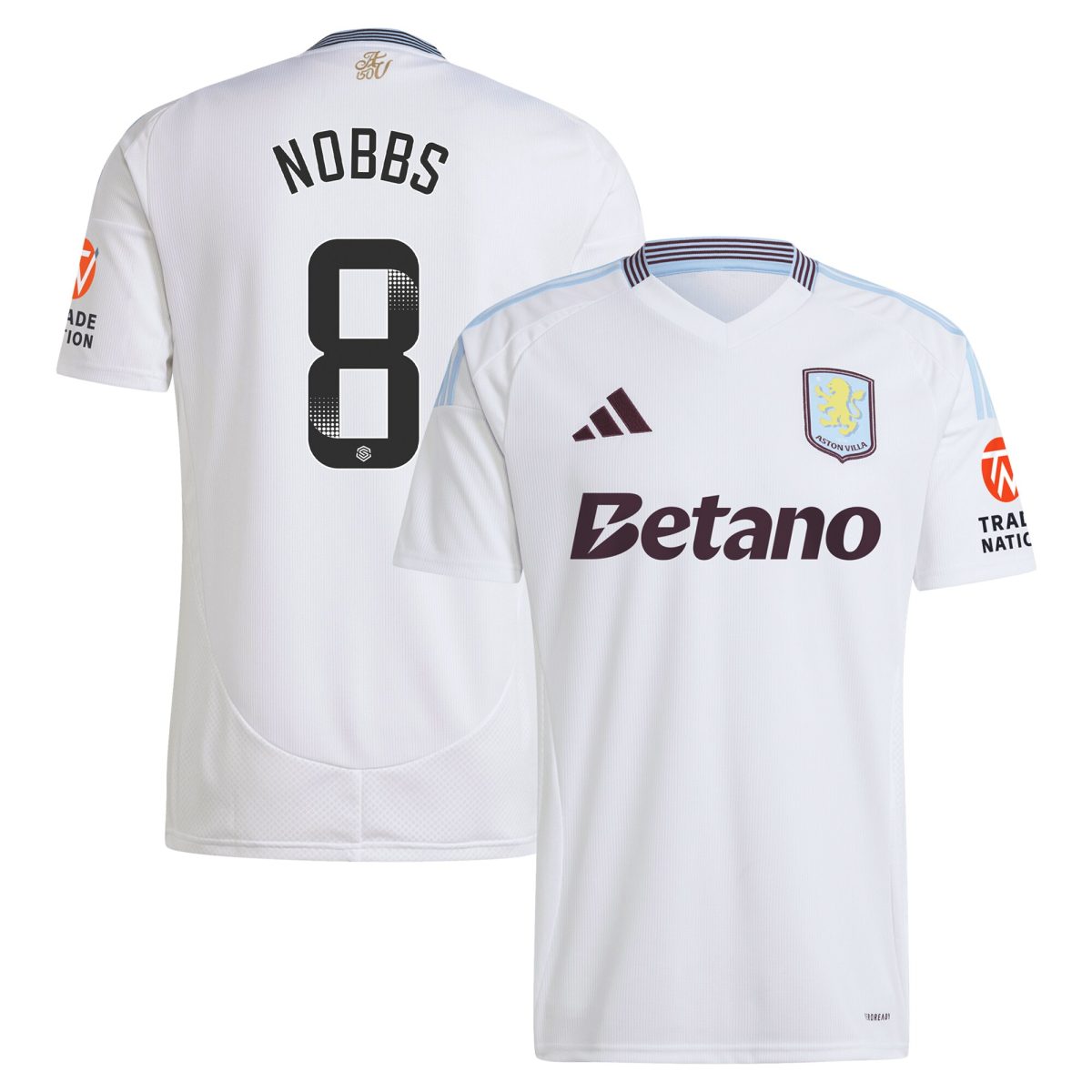 aston villa wsl adidas away shirt 2024-25 with nobbs 8 printing Collection | Official Aston Villa Kits for Fans