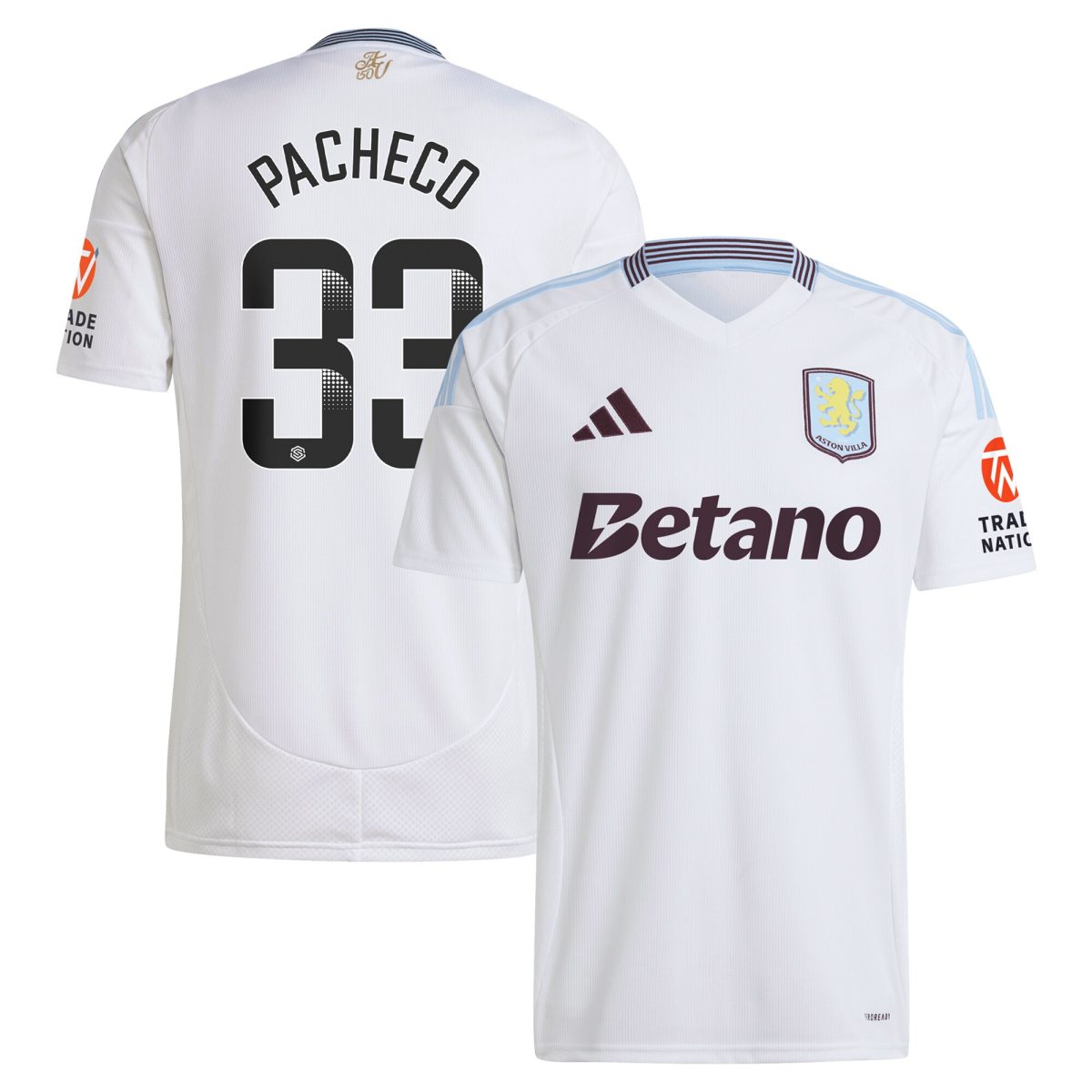 aston villa wsl adidas away shirt 2024-25 with pacheco 33 printing Collection | Official Aston Villa Kits for Fans