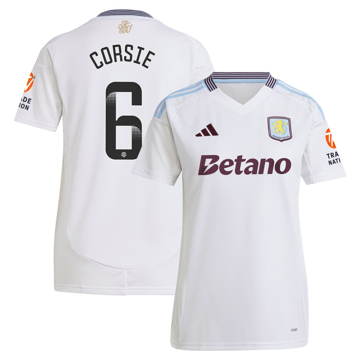 aston villa wsl adidas away shirt 2024-25 – womens with corsie 6 printing Collection | Official Aston Villa Kits for Fans