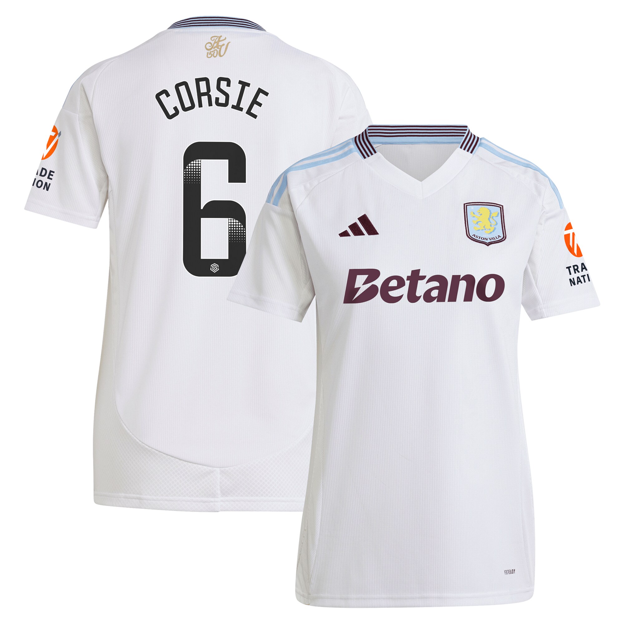 aston villa wsl adidas away shirt 2024-25 – womens with corsie 6 printing Collection | Official Aston Villa Kits for Fans