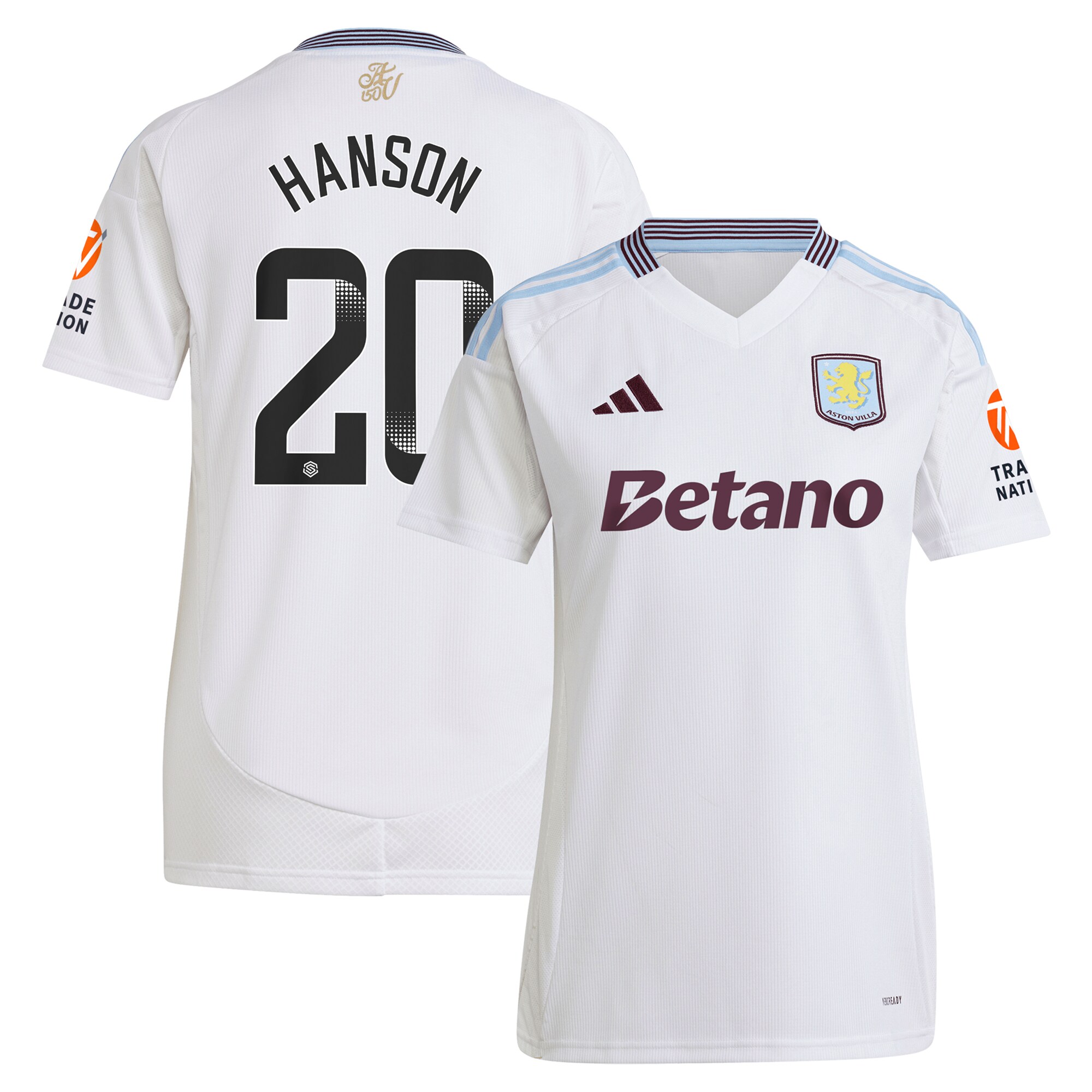aston villa wsl adidas away shirt 2024-25 – womens with hanson 20 printing Collection | Official Aston Villa Kits for Fans
