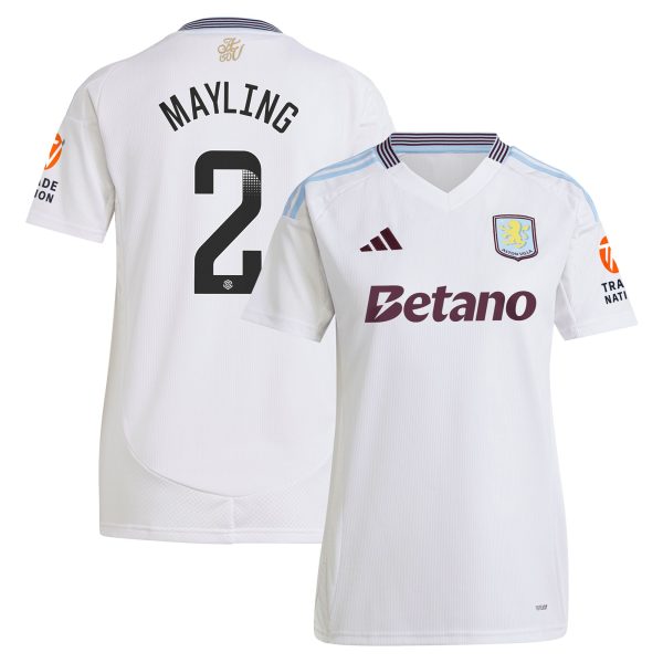 aston villa wsl adidas away shirt 2024-25 – womens with mayling 2 printing Collection | Official Aston Villa Kits for Fans