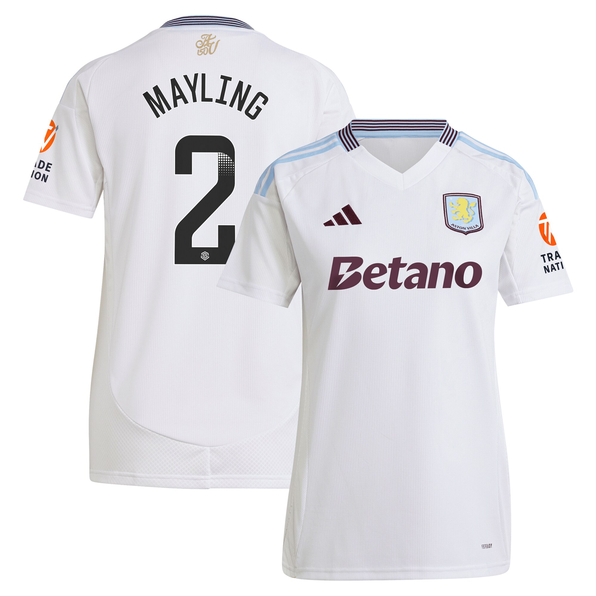 aston villa wsl adidas away shirt 2024-25 – womens with mayling 2 printing Collection | Official Aston Villa Kits for Fans