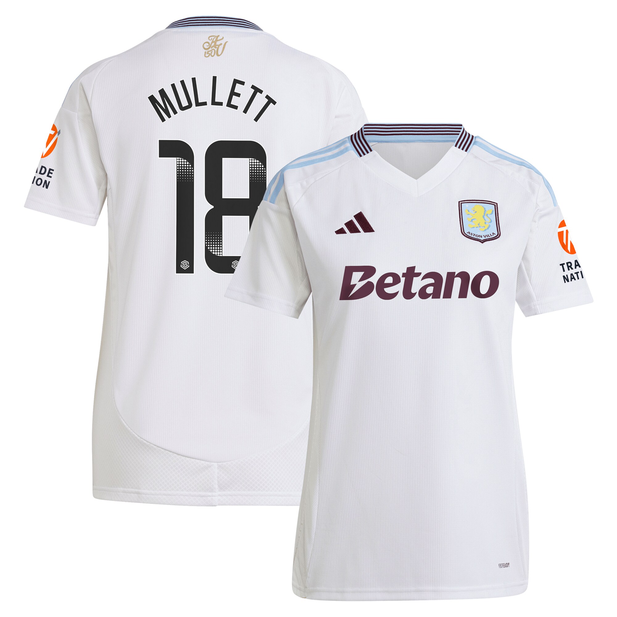 aston villa wsl adidas away shirt 2024-25 – womens with mullett 18 printing Collection | Official Aston Villa Kits for Fans
