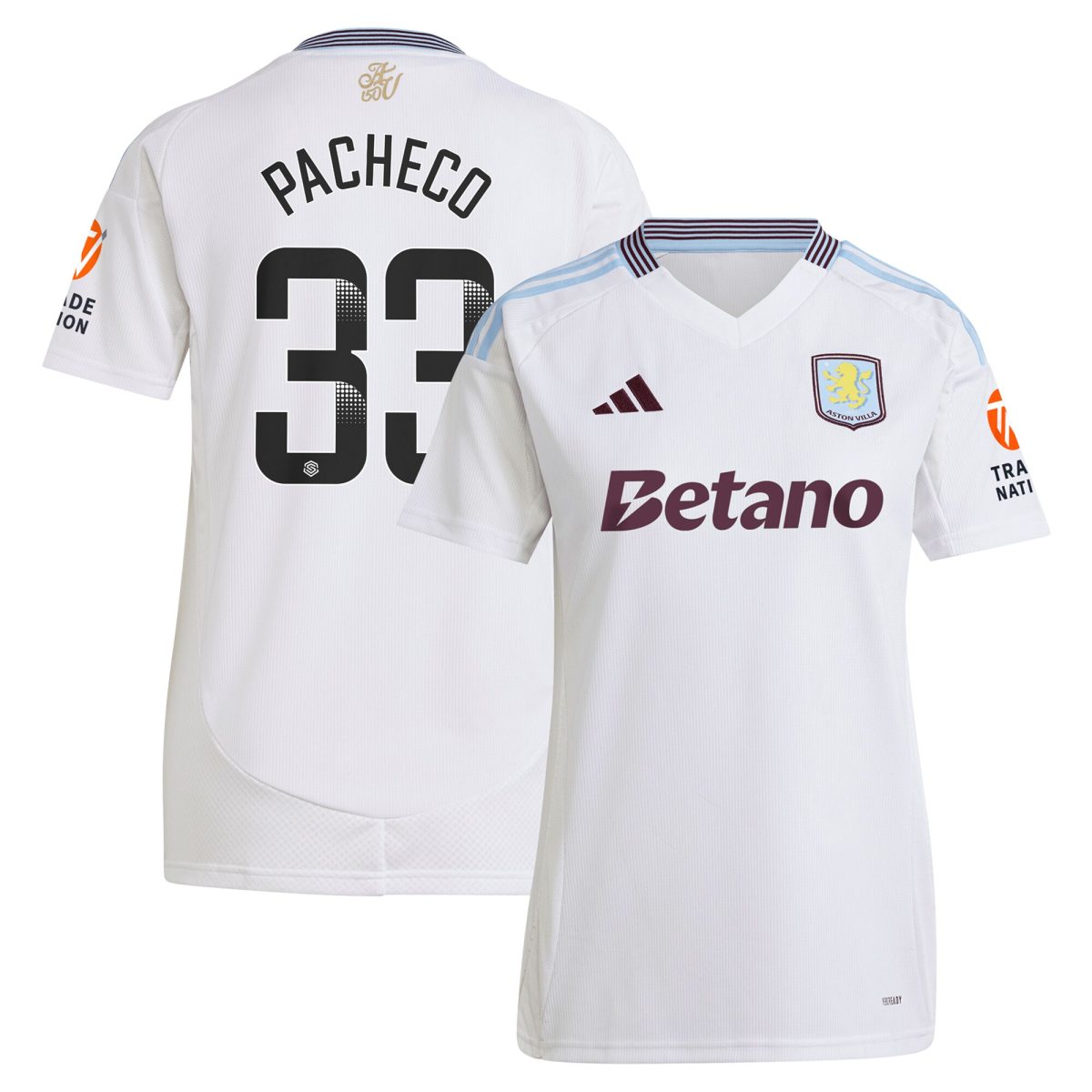 aston villa wsl adidas away shirt 2024-25 – womens with pacheco 33 printing Collection | Official Aston Villa Kits for Fans