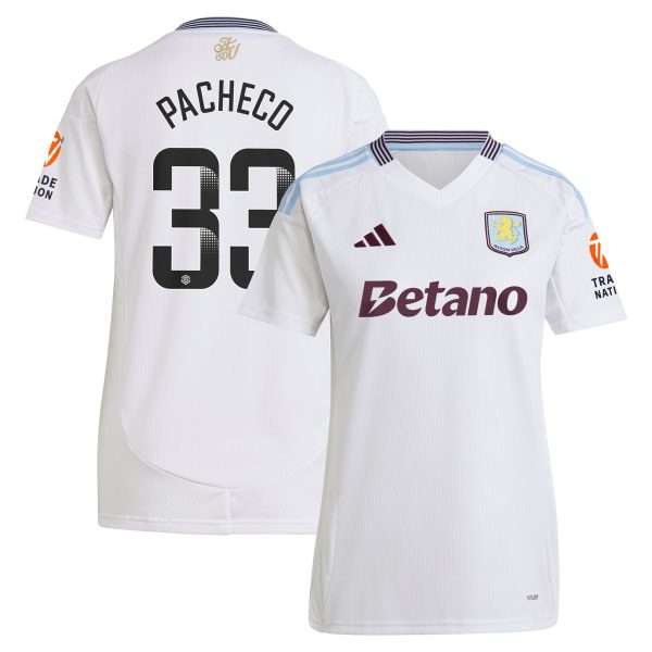aston villa wsl adidas away shirt 2024-25 – womens with pacheco 33 printing Collection | Official Aston Villa Kits for Fans