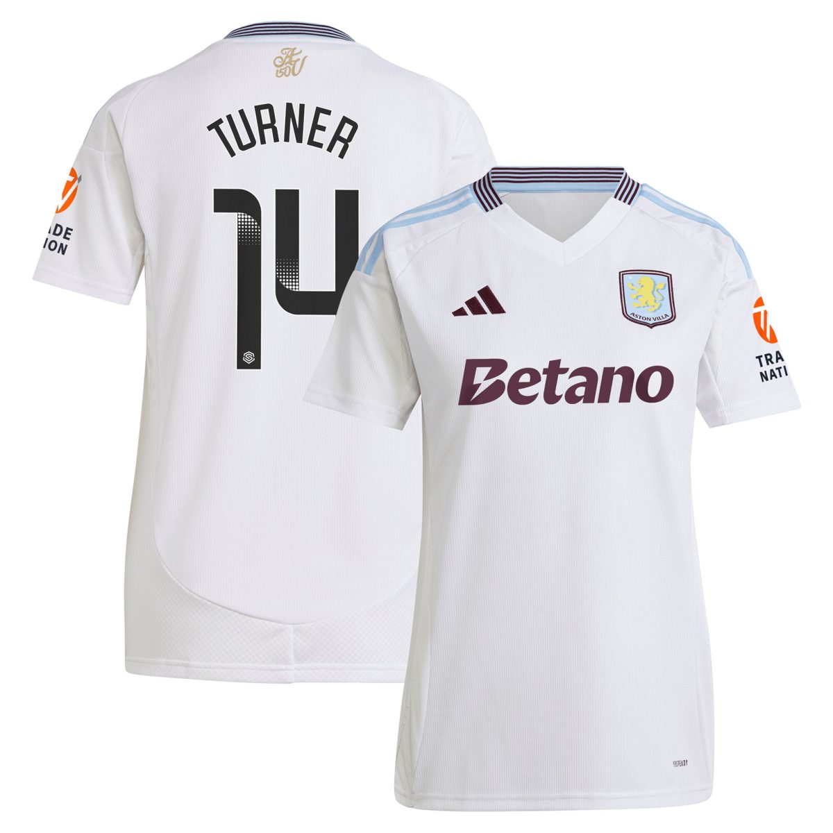 aston villa wsl adidas away shirt 2024-25 – womens with turner 14 printing Collection | Official Aston Villa Kits for Fans