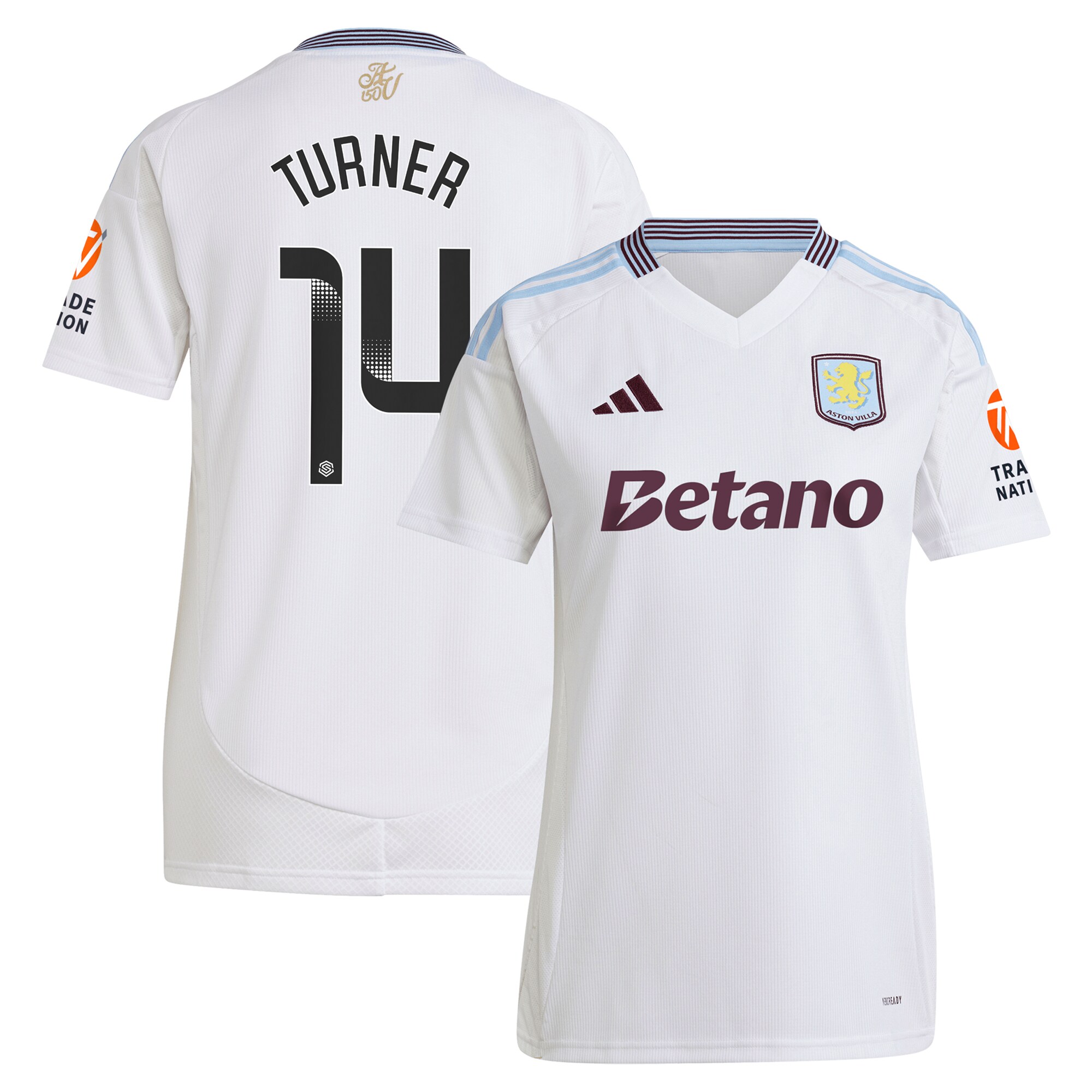 aston villa wsl adidas away shirt 2024-25 – womens with turner 14 printing Collection | Official Aston Villa Kits for Fans