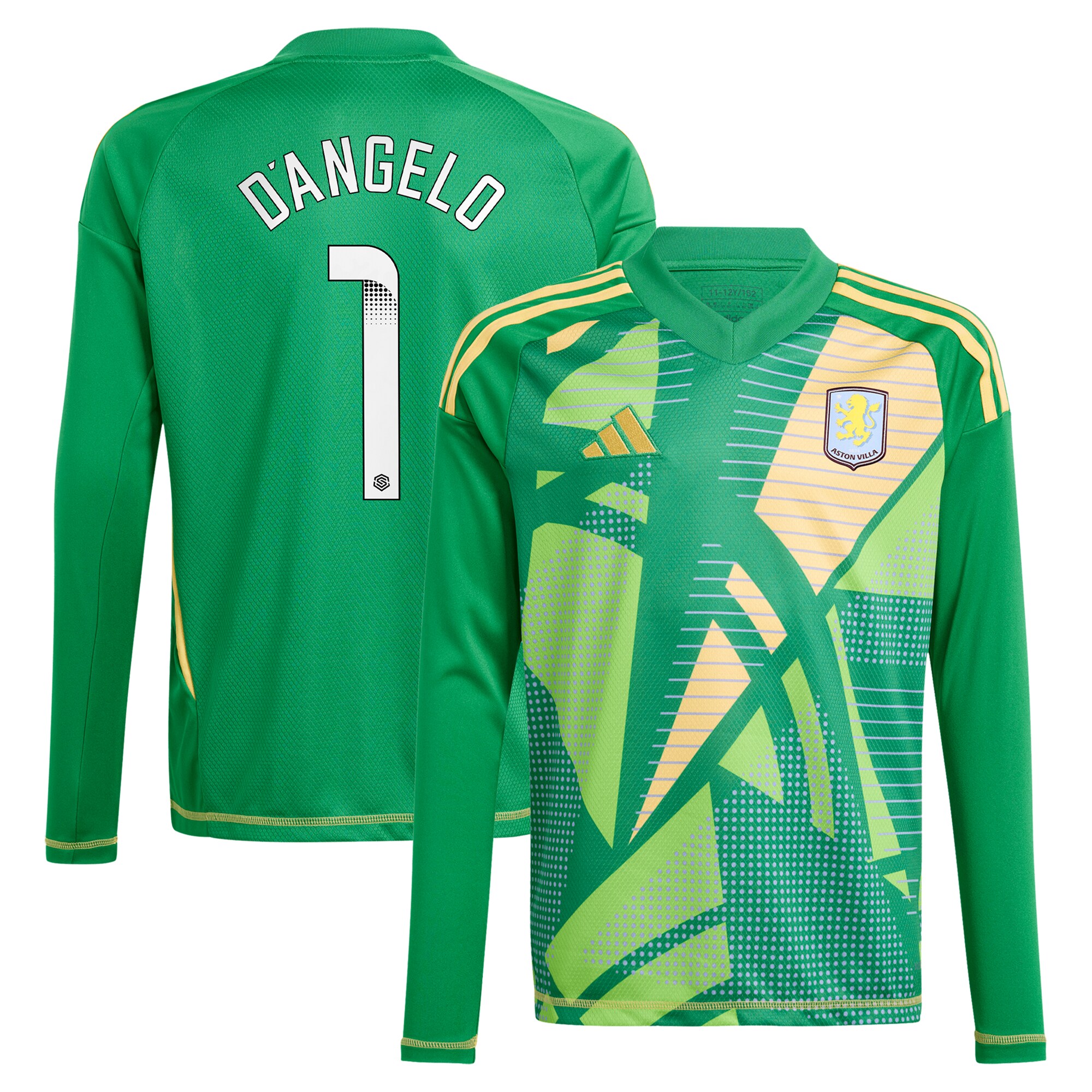 aston villa wsl adidas goalkeeper shirt 2024-25 – long sleeve – kids with dangelo 1 printing – 202712206-01 Collection | Official Aston Villa Kits for Fans