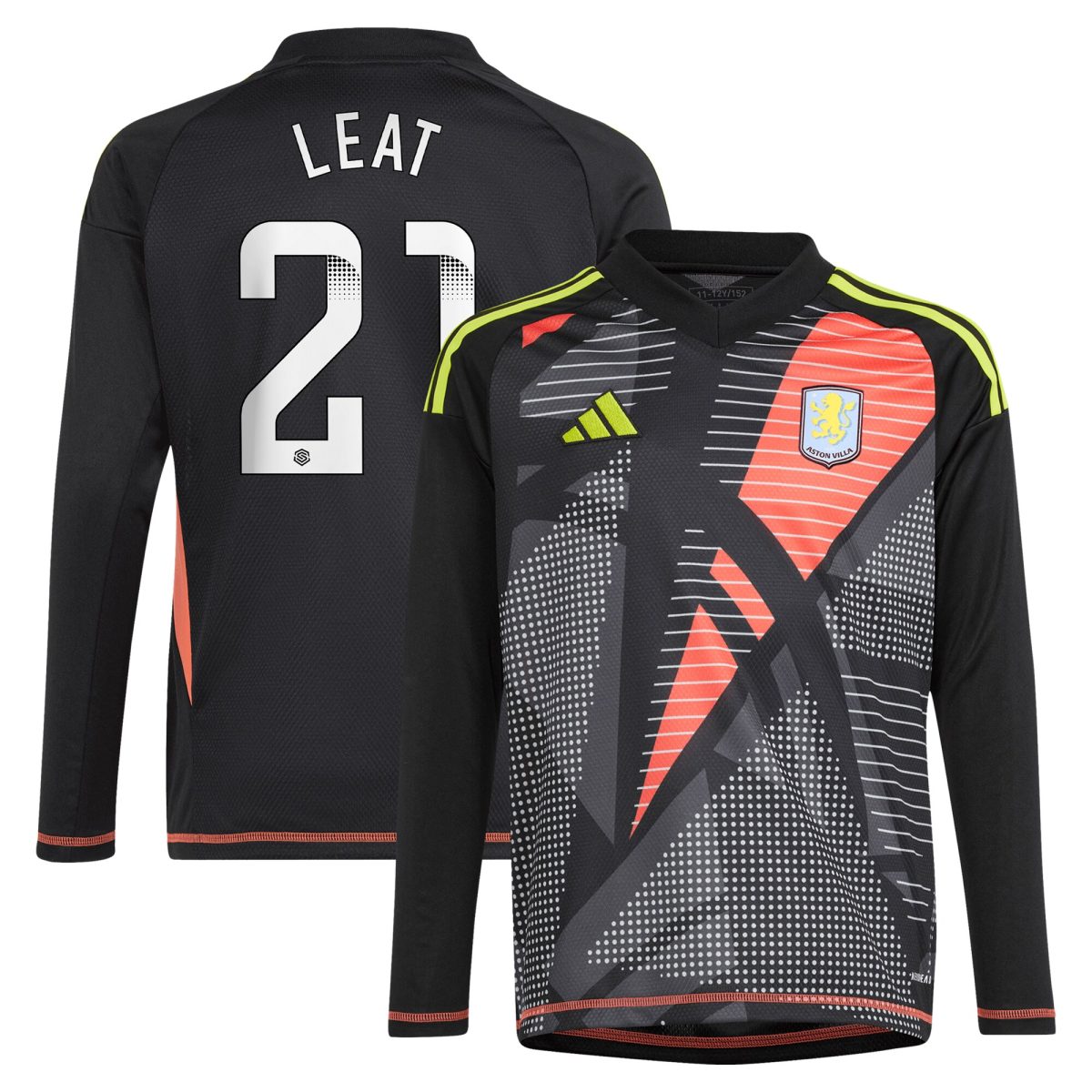 aston villa wsl adidas goalkeeper shirt 2024-25 – long sleeve – kids with leat 21 printing Collection | Official Aston Villa Kits for Fans